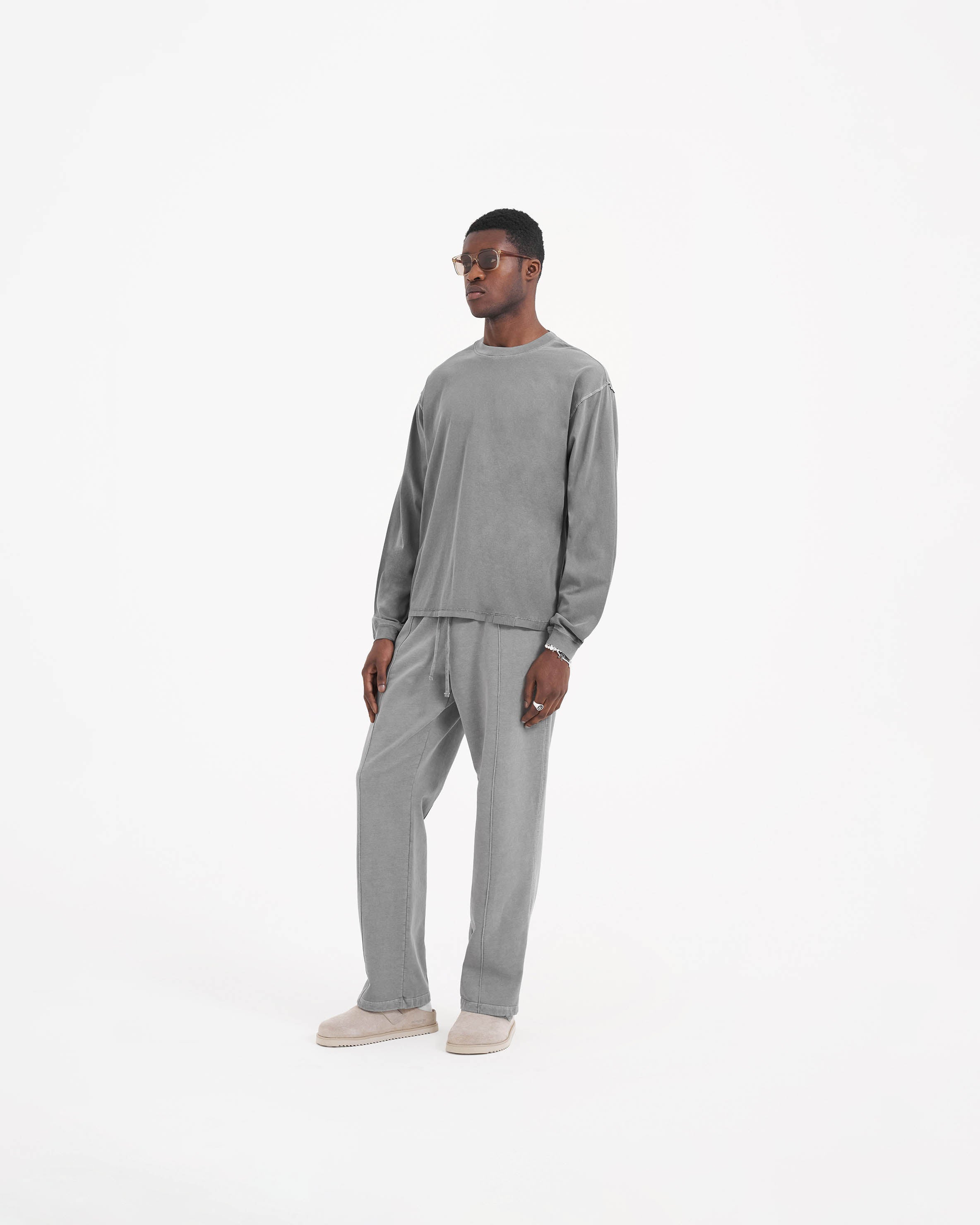 Initial Long Sleeve T-Shirt for Men - Premium Soft Cotton Crewneck Tee in Ultimate Grey | Casual Wear, Layering & Everyday Comfort