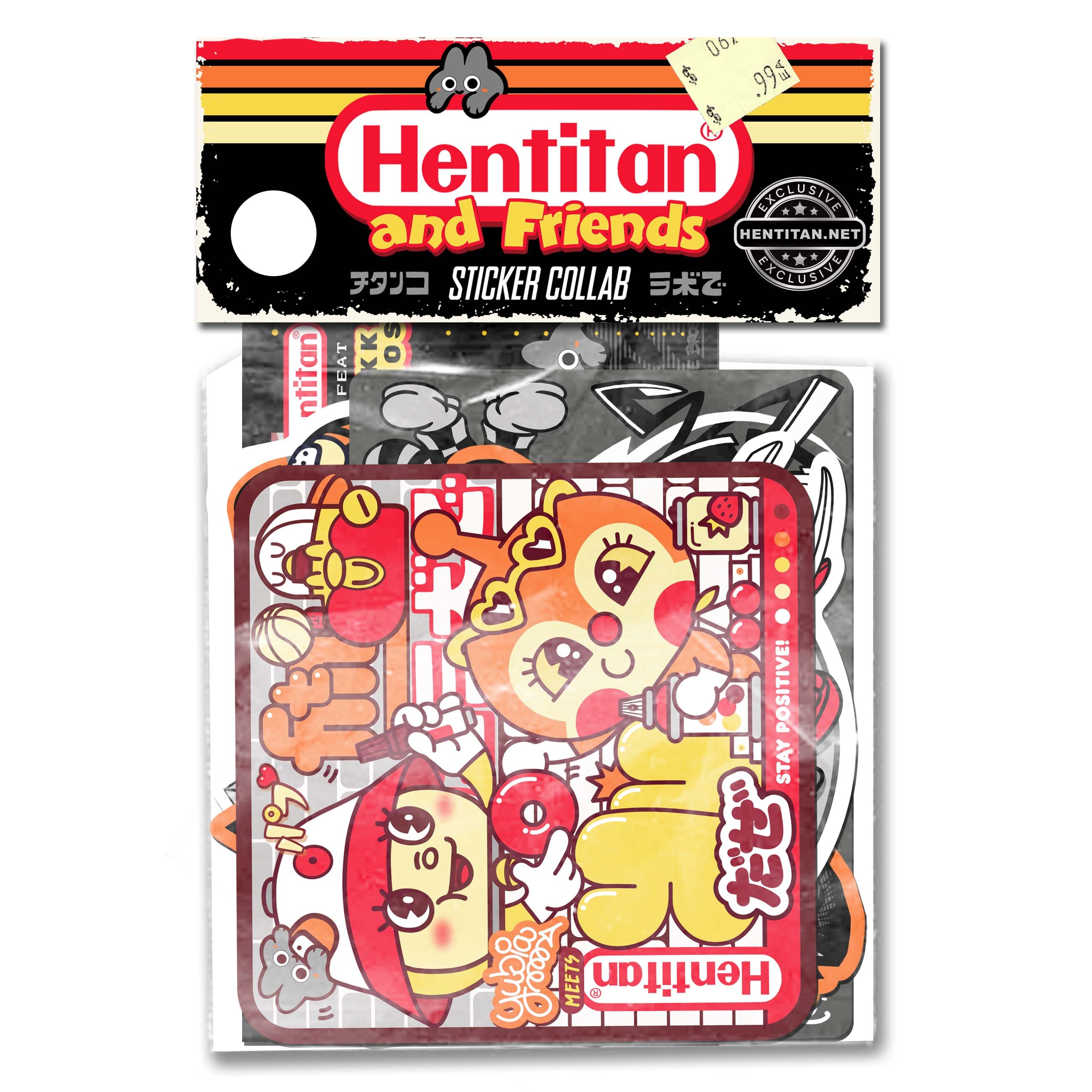Hentitan and Friends White Sticker Pack - 50 Cute Cartoon Vinyl Decals for Laptops, Water Bottles & Scrapbooking - Perfect for DIY Crafts, Kids Room Decor & Planner Journaling