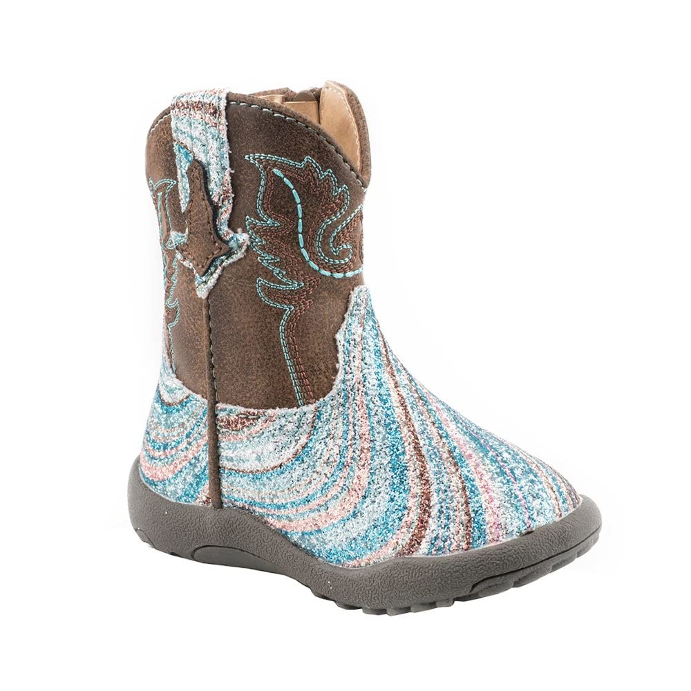 ROPER Baby Girl's Cowgirl Boots with Glitter Swirl Design - Western Style Infant & Toddler Cowboy Boots for Parties, Photos & Playtime