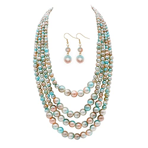 Colorful pearl 4 strands necklaces