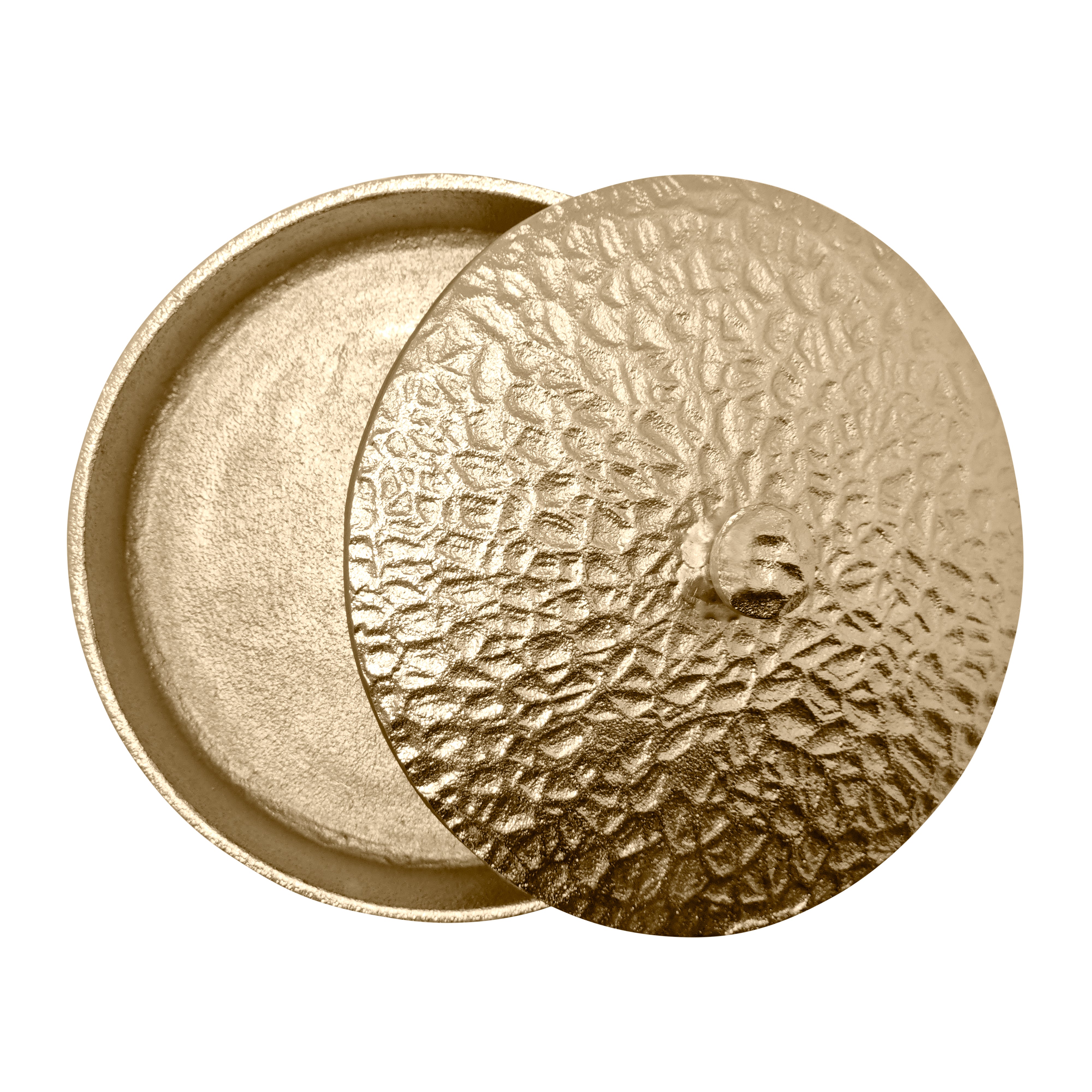 Bernice Round Decorative Storage Box 8x8x3.5 Inches Gold - Perfect for Jewelry, Keepsakes & Home Organization