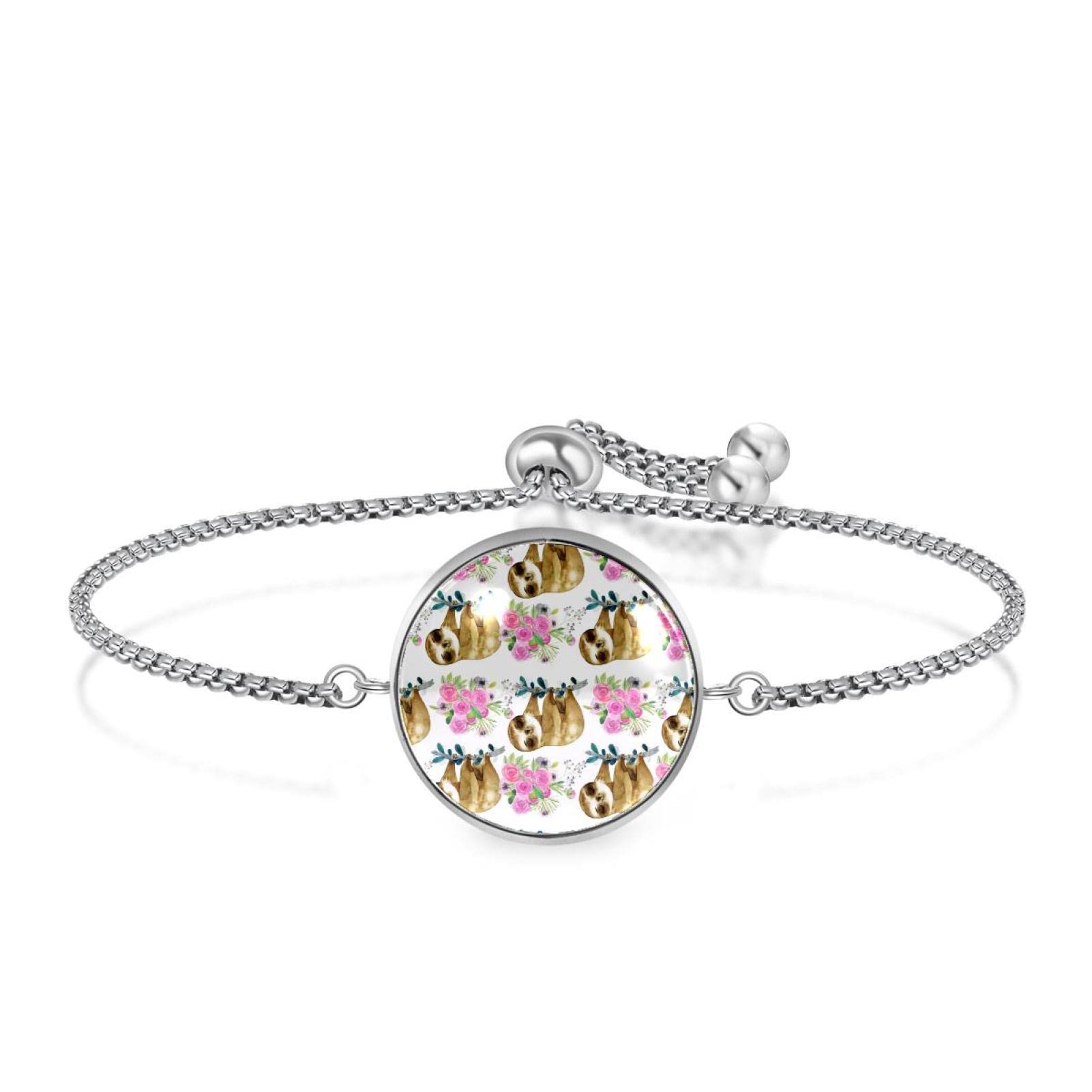Adjustable Sloth Animal Watercolor Chain Bracelet for Women - Fashion Jewelry Gift for Birthday, Christmas, Friends - Perfect for Casual Wear, Office & Special Occasions
