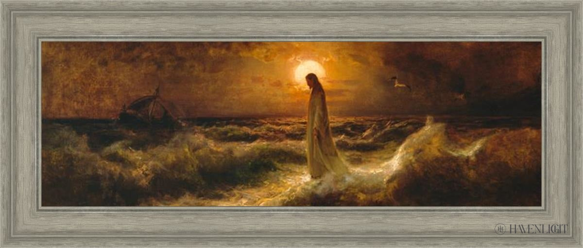 Christ Walking On The Water - Religious Wall Art Decor for Home, Church & Office - Inspirational Christian Painting for Faith-Based Interiors