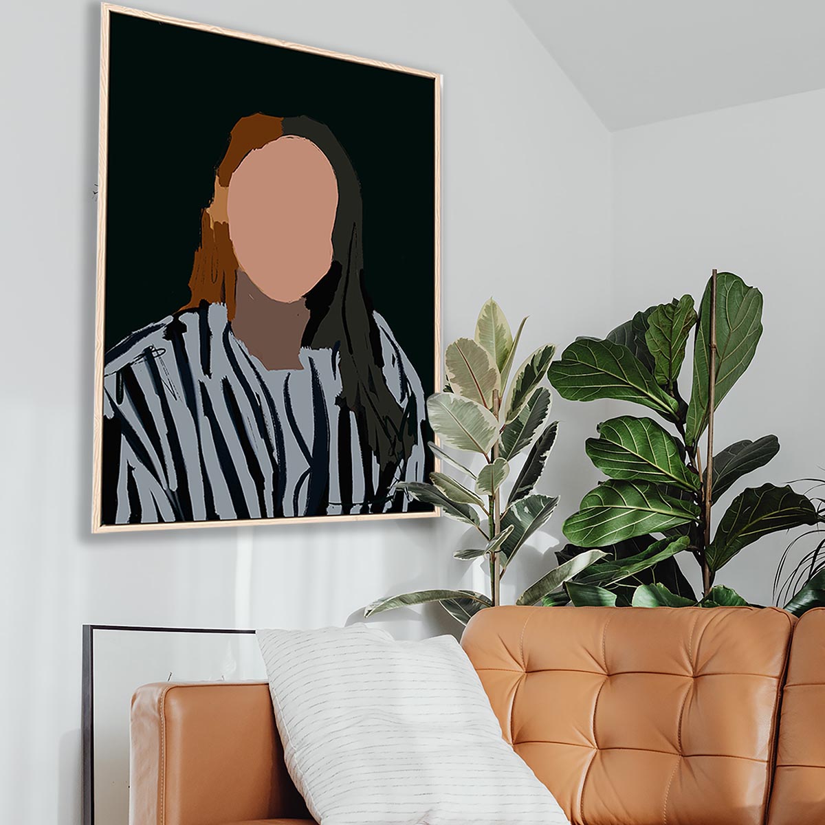Staring At You In The Mirror Canvas Wall Art - Modern Home Decor for Living Room, Bedroom & Office - Unique Abstract Portrait Painting for Wall Display