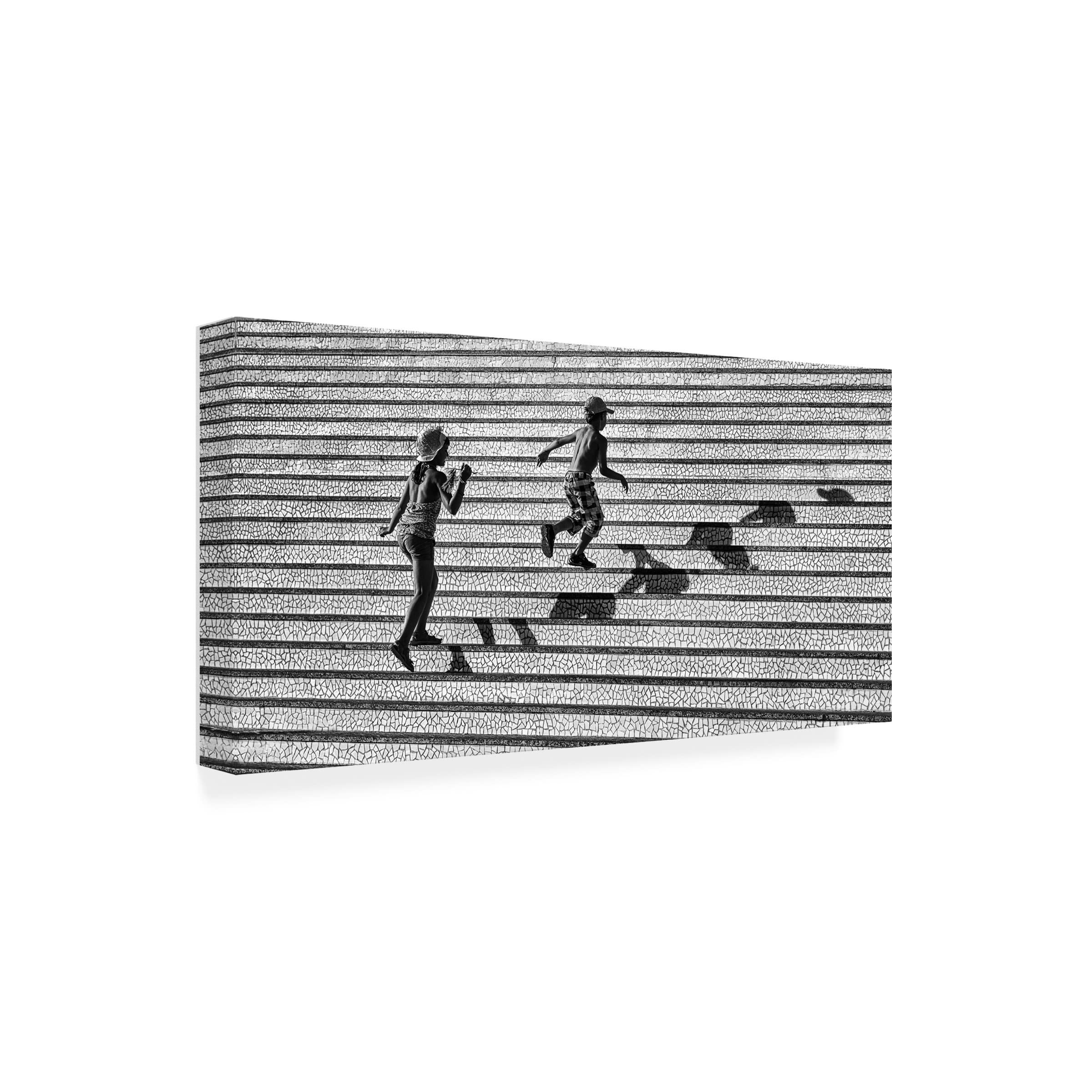 Trademark Fine Art 'On The Stairs' Canvas Wall Art by Juan Luis Duran - Modern Home Decor for Living Room, Bedroom & Office