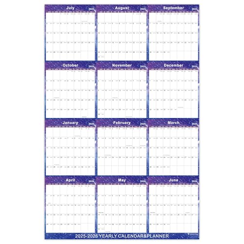 2025-2026 Yearly Wall Calendar - Purple Star