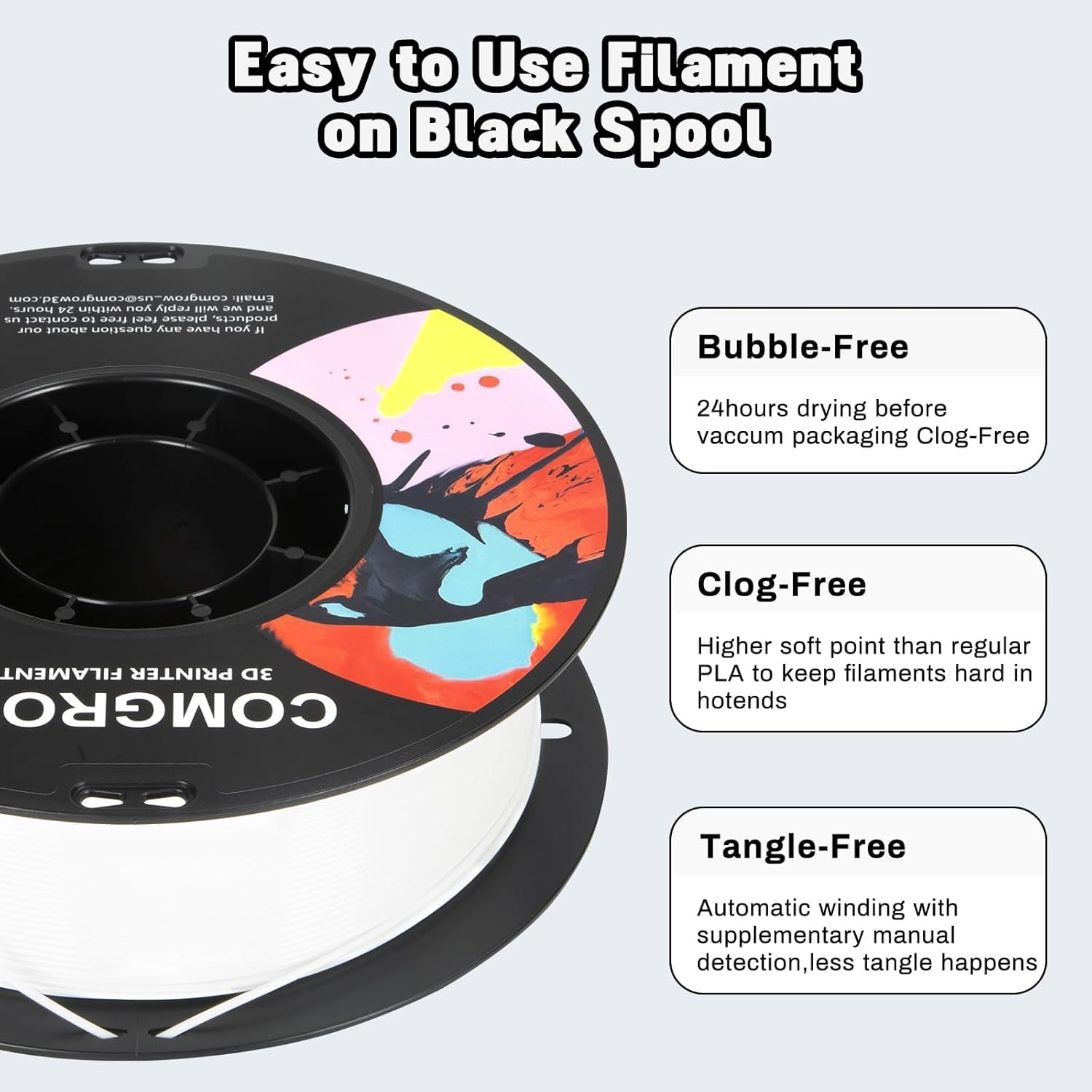 Comgrow PETG 3D Printer Filament 1.75mm - High Precision, Tough & Dimensional Accuracy +/- 0.02mm - 2LBS Spool - Compatible with Most FDM 3D Printers (White) - Perfect for Functional Parts, Prototypes & DIY Projects