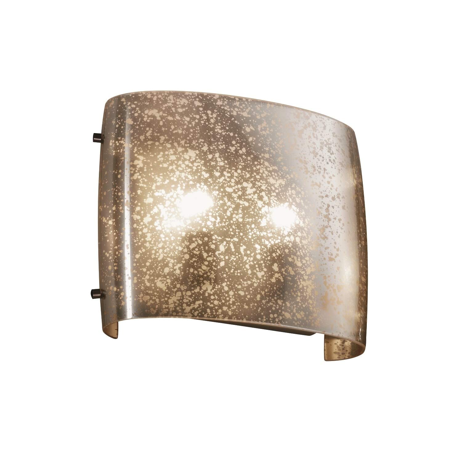 Justice Design Group Fusion 2-Light Wall Sconce - Dark Bronze Finish with Mercury Glass Artisan Shade | Modern Wall Lighting for Bedroom, Living Room & Hallway Decor