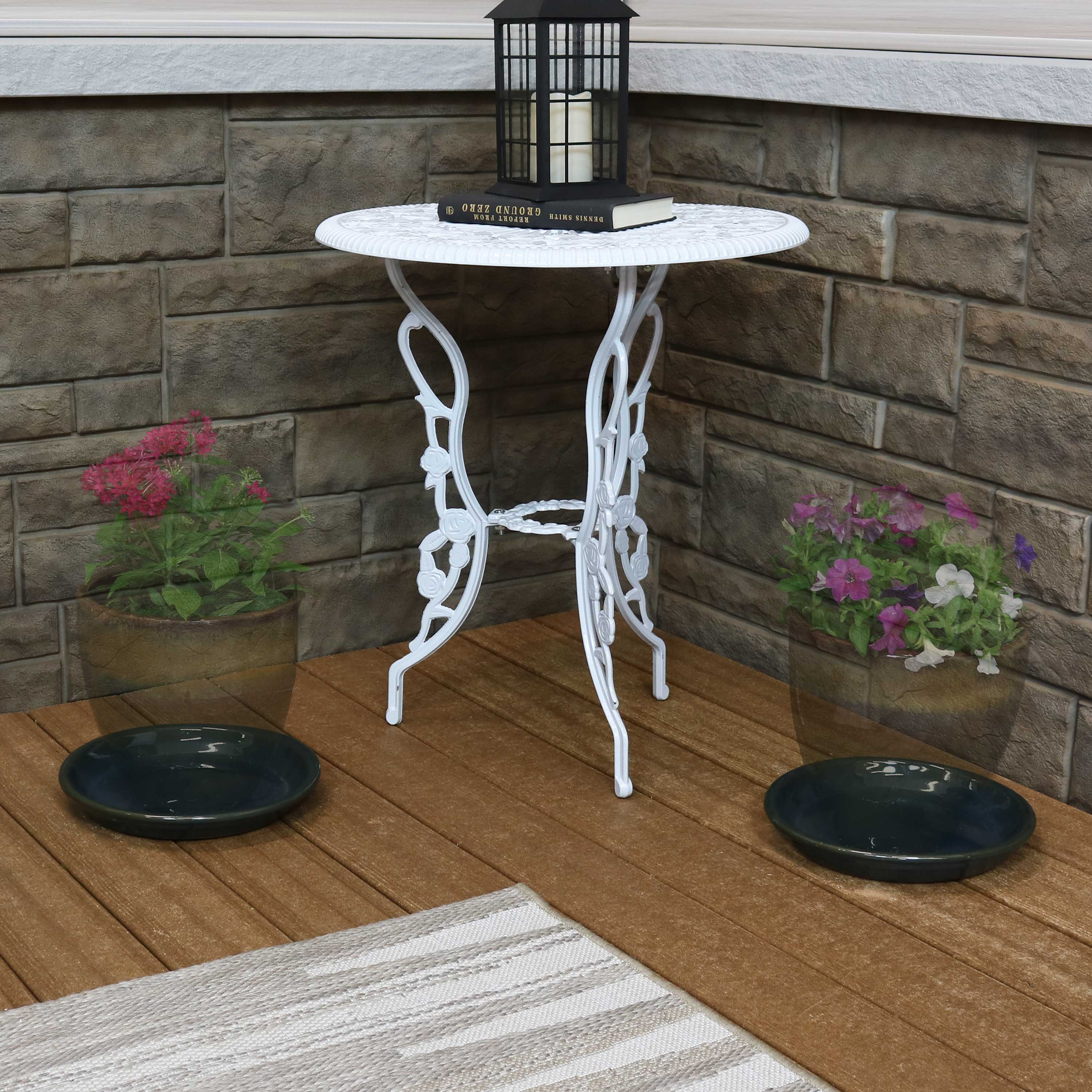 Sunnydaze 2-Pack Glazed Ceramic Planter Saucers for Indoor & Outdoor Plants - Drainage Trays for Flower Pots, Garden Decor, and Home Décor
