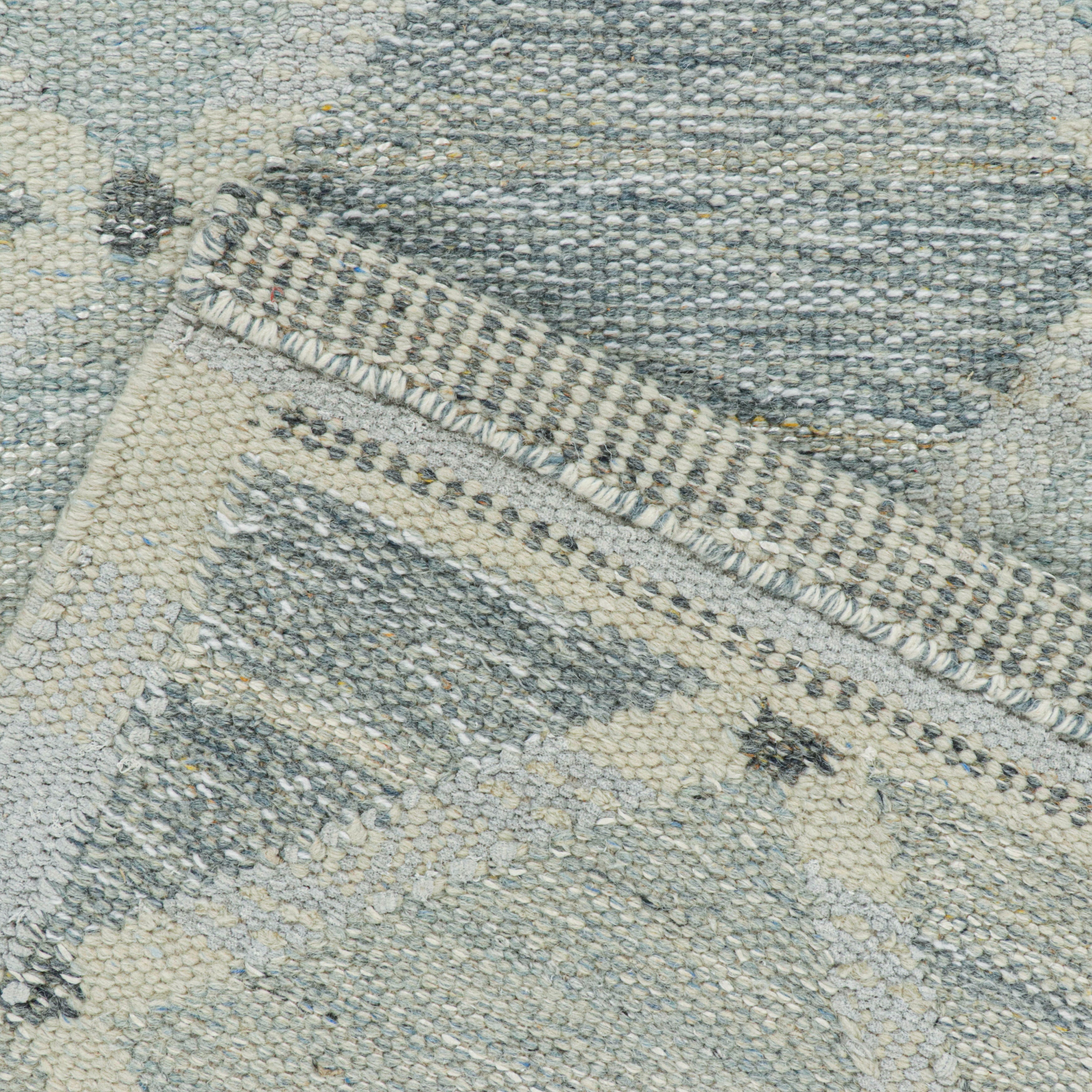 Blue Swedish Flatweave Wool Rug 3'2 x 6' - Handmade Scandinavian Design for Living Room, Bedroom & Office Decor