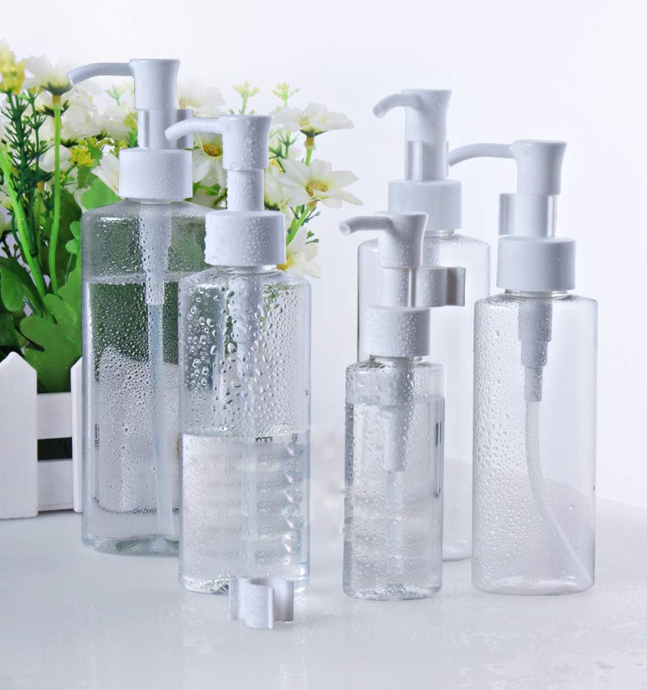 Refillable 150ml Clear Plastic Pump Bottles for Lotion, Cream, Cleansing Oil - Travel-Friendly Cosmetic Dispenser (Pack of 3) | Perfect for Makeup, Skincare & Toiletries Storage at Home or On-The-Go