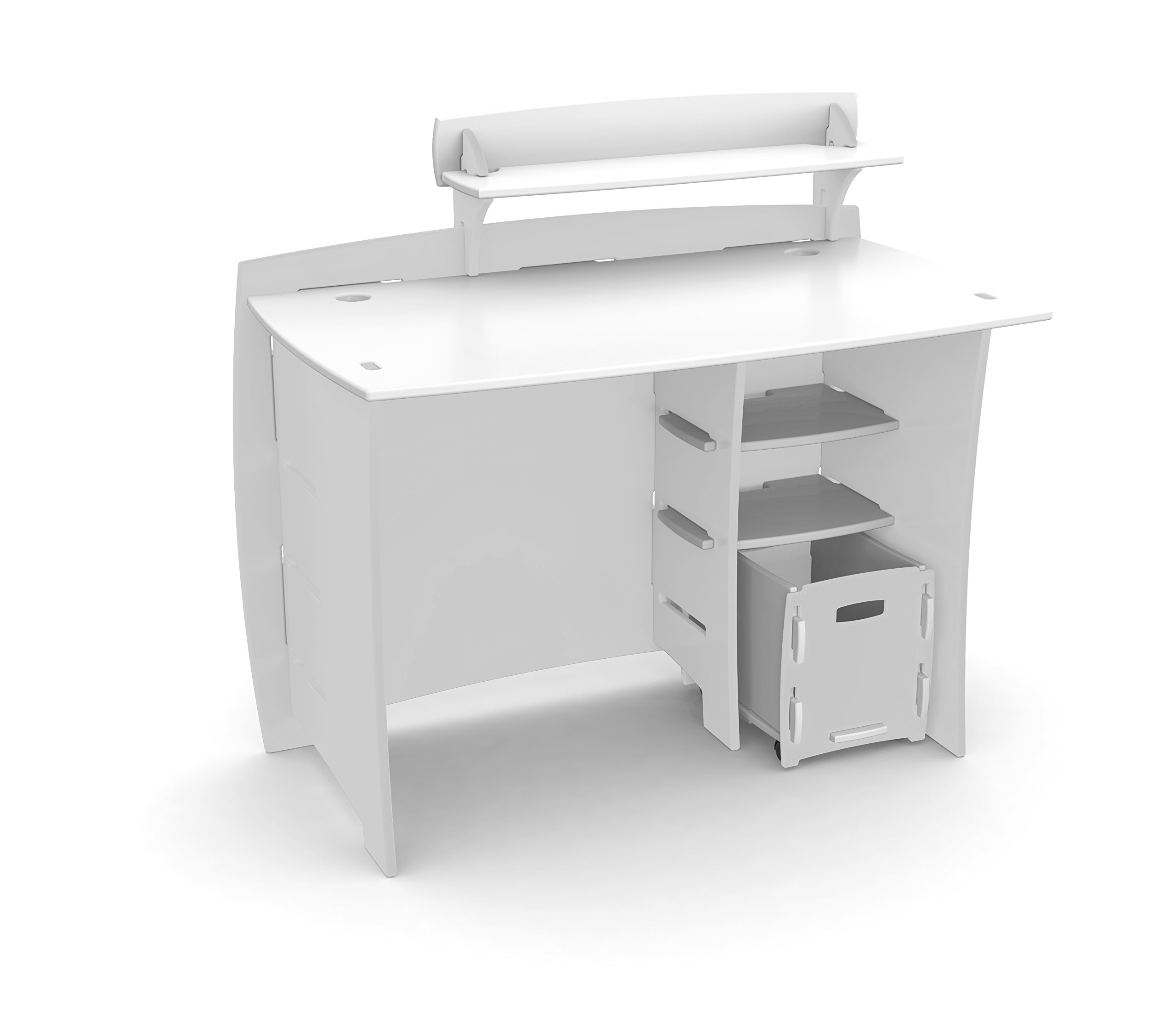 Legaré Kids Study Desk with Bookshelves & Rolling File Cart - White Wooden Children's Writing Table for Homework, Arts & Crafts - Perfect for Bedrooms, Playrooms & Homeschooling