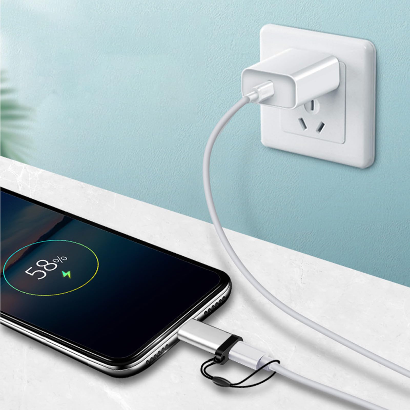 USB C Female to Micro USB Male Adapter - Fast Charging & Data Sync Converter with Lanyard | Compatible with Smartphones, Tablets, Power Banks & More