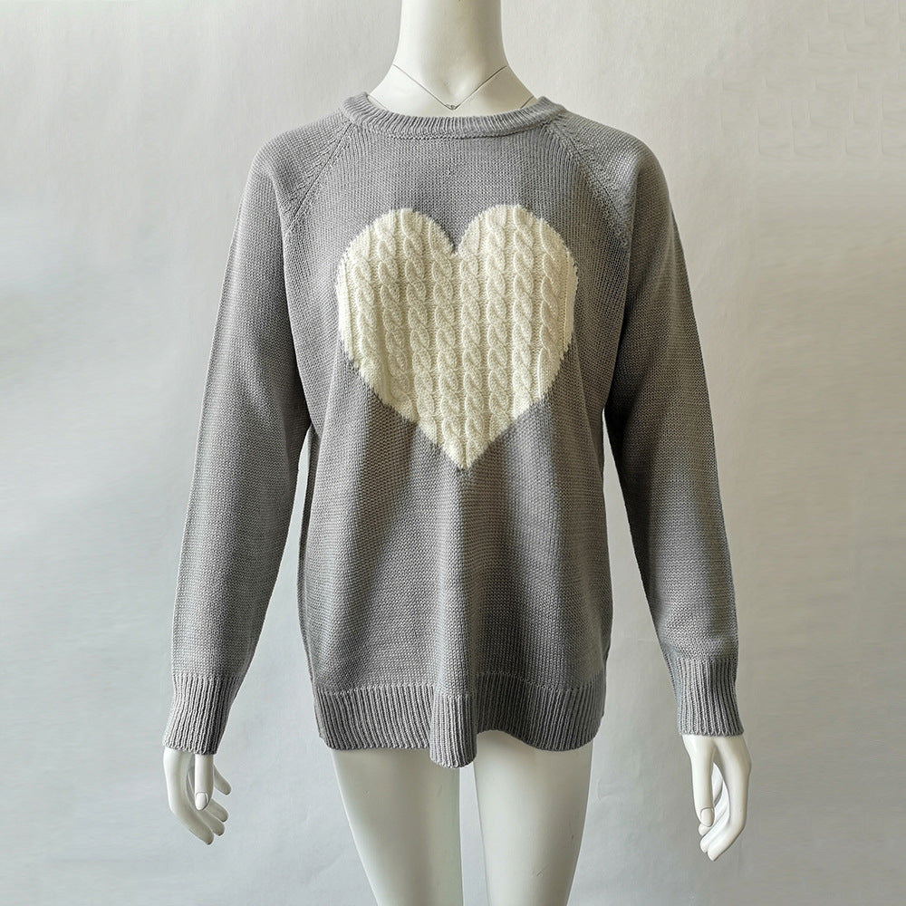Women's Love Printed Pullover Sweater - Solid Color Knit Sweatshirt for Spring & Fall | Valentine's Day Gift | Casual Wear & Date Night Outfits