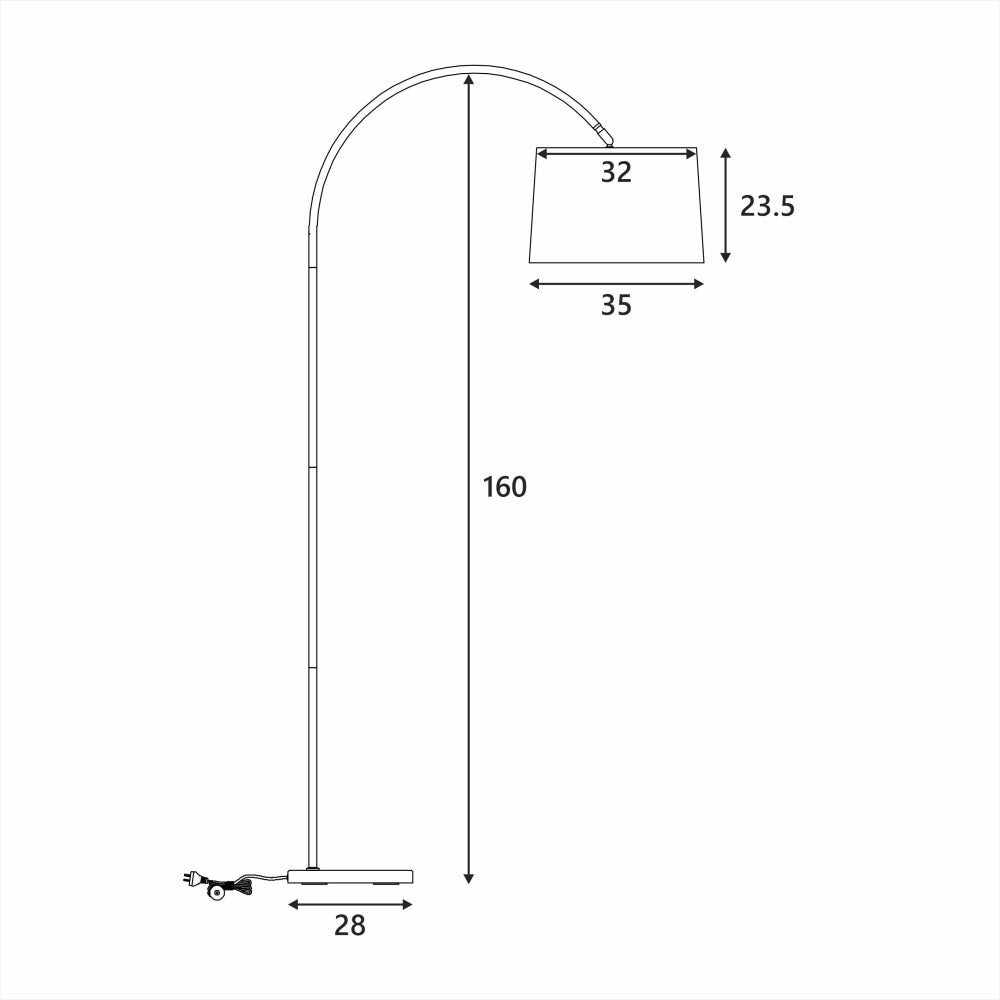 Modern Curved Arc Standing Floor Lamp with Black Metal Base & Grey Fabric Shade - Perfect for Living Room, Bedroom, or Office Lighting