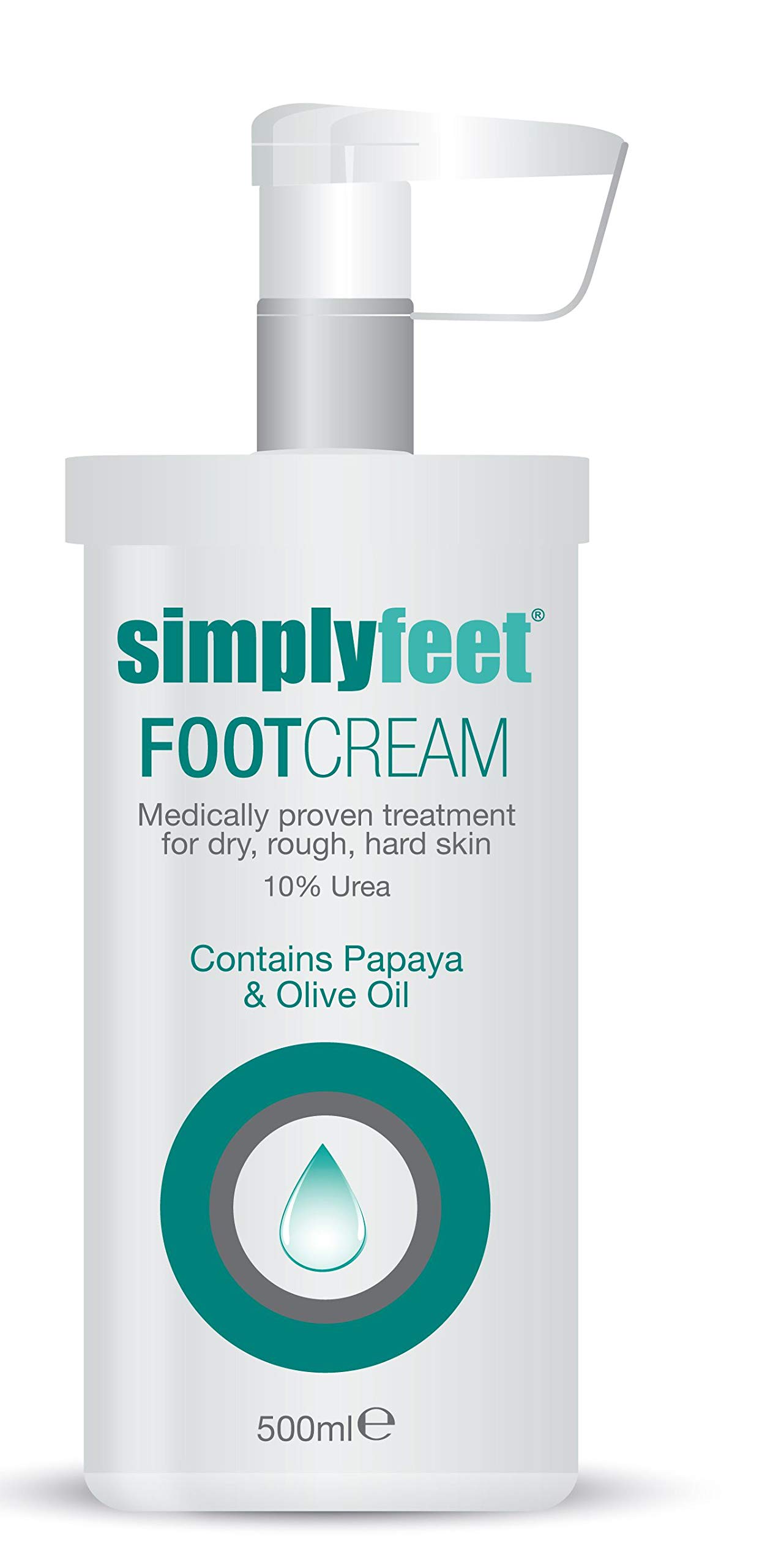 Simply Feet 10% Urea Foot Cream - 16.9oz Pump Bottle for Dry Cracked Heels - Intensive Moisturizing Foot Treatment for Calluses & Rough Skin - Perfect for Pedicures & Daily Foot Care