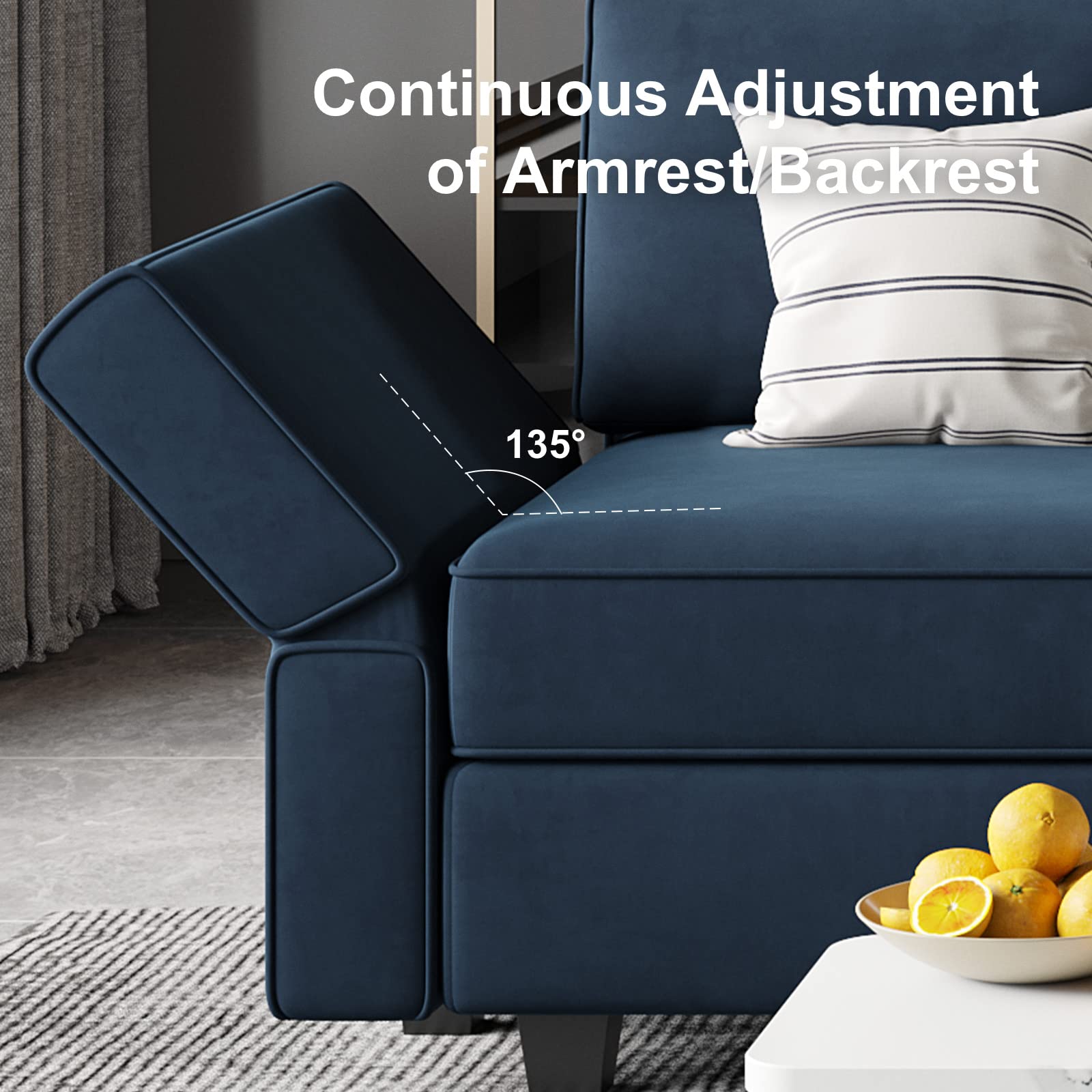 Belffin Modular Sectional Sofa with Storage Seats - Velvet Upholstered Living Room Couch in Blue | Perfect for Small Spaces, Apartments & Cozy Home Decor