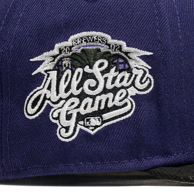 New Era x Politics Milwaukee Brewers 59FIFTY Fitted Hat - Purple & Black Snapback Baseball Cap for Men & Women - Perfect for Baseball Games, Streetwear Fashion & Sports Fans