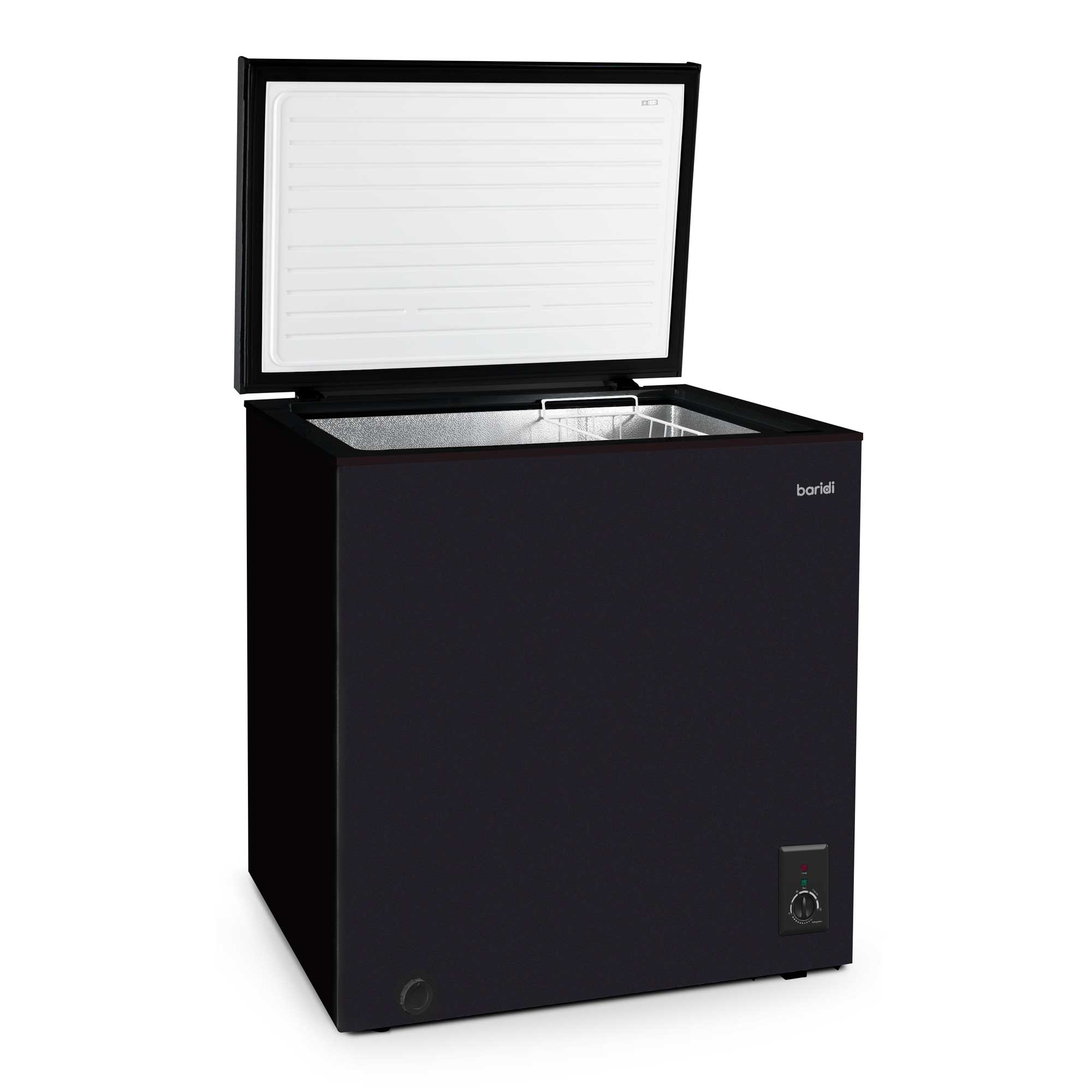 Baridi 3.5 Cubic Feet Freestanding Chest Freezer - 99L Energy Efficient Deep Freezer for Garage, Basement & Outdoor Use - Adjustable Thermostat, Black (Model DH153) - Perfect for Bulk Food Storage, Meal Prep & Hunting Game Preservation