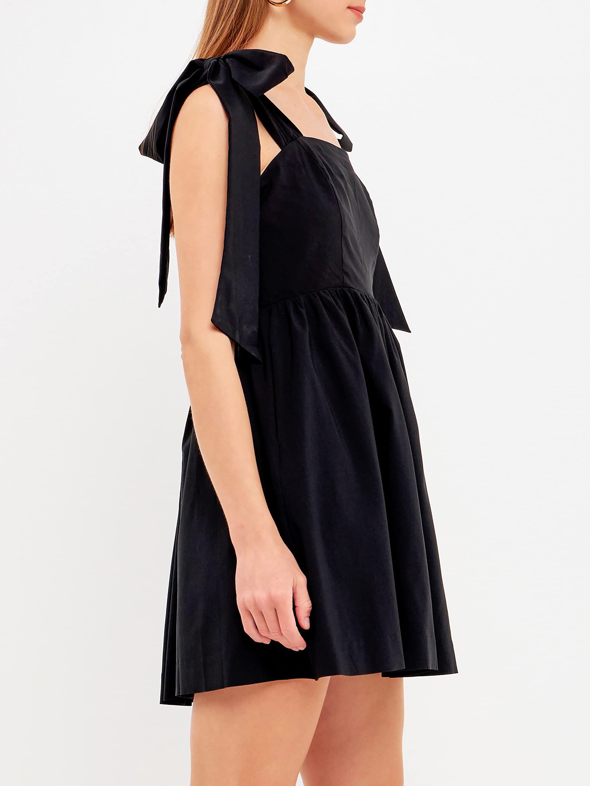 Endless Rose Women's Bowed Square Neck Mini Dress - Flirty Baby Doll Style for Date Night & Summer Parties