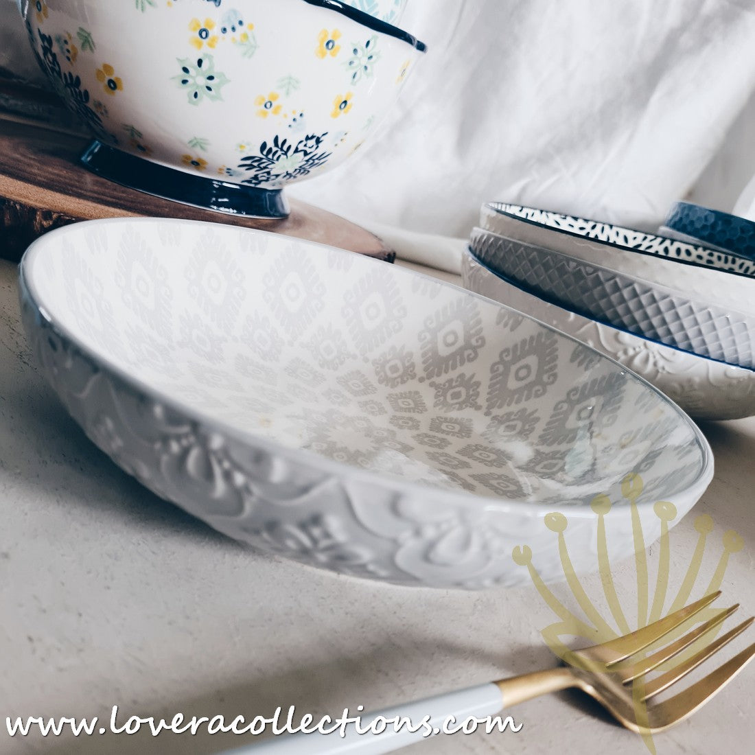 White Waves Assorted Prints Pasta Dish Set - 50% Off + Buy 1 Get 1 Free - Perfect for Dinner Parties & Italian-Themed Decor