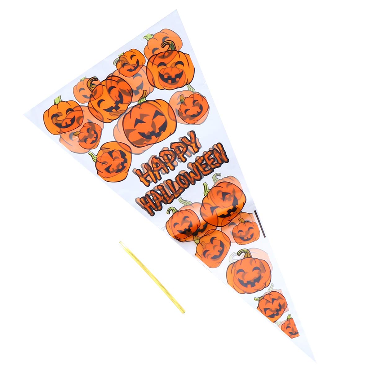 DOITOOL 100Pcs Halloween Candy Bags for Kids - Pumpkin Pattern Triangle Treat Bags for Trick or Treat, Halloween Party Favors & Festival Gift Bags - Perfect for Classroom Treats, Neighborhood Candy Distribution & Costume Parties