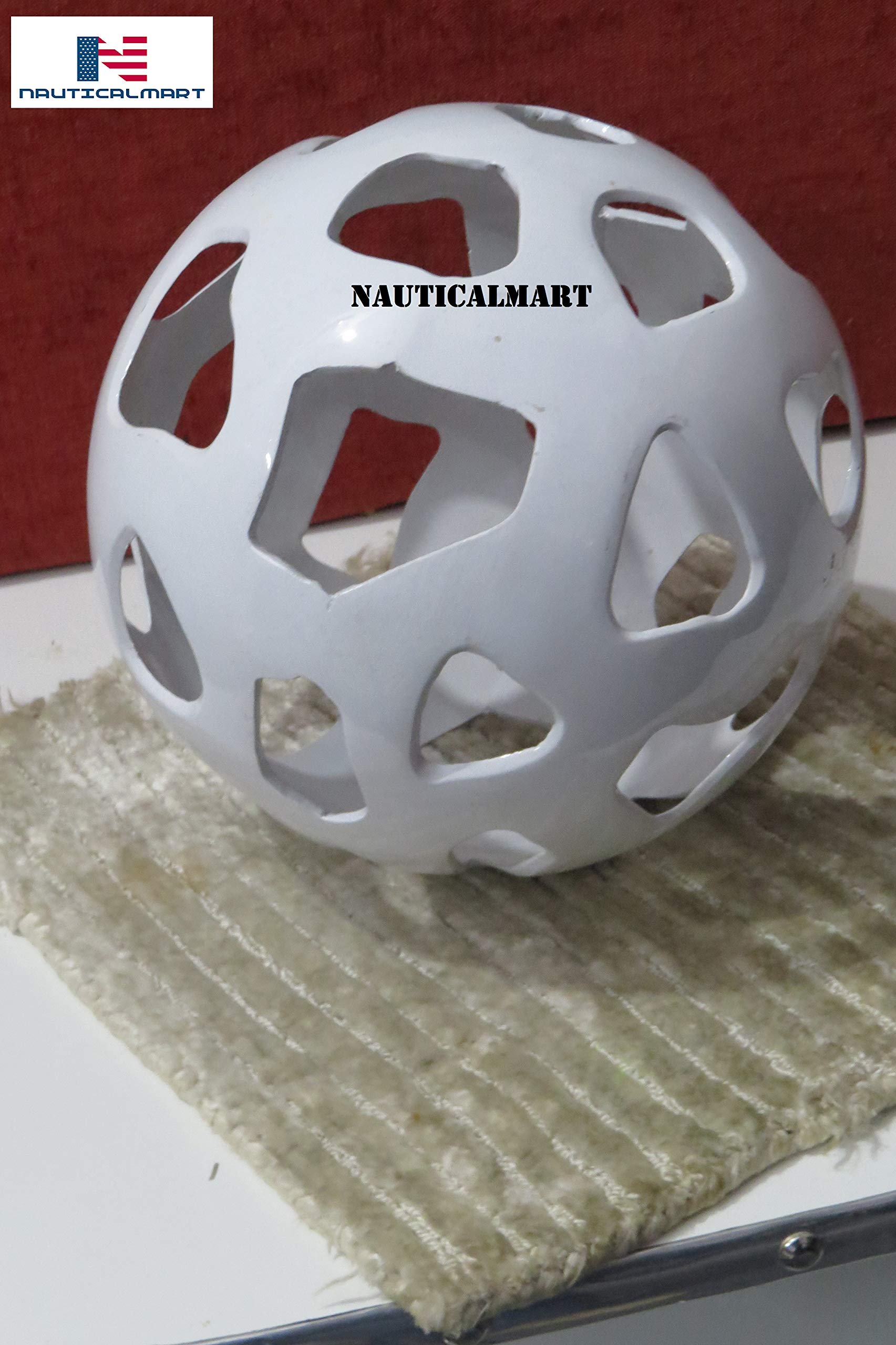 White Aluminum Moon Ball Decorative Sphere Sculpture - Elegant Centerpiece for Dining Table, Living Room & Home Decor | Perfect for Modern Interior Design, Wedding Decorations & Office Accents