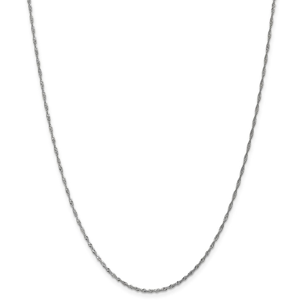 14K White Gold Singapore Chain Necklace for Women - Spring Ring Clasp, Adjustable Lengths 16