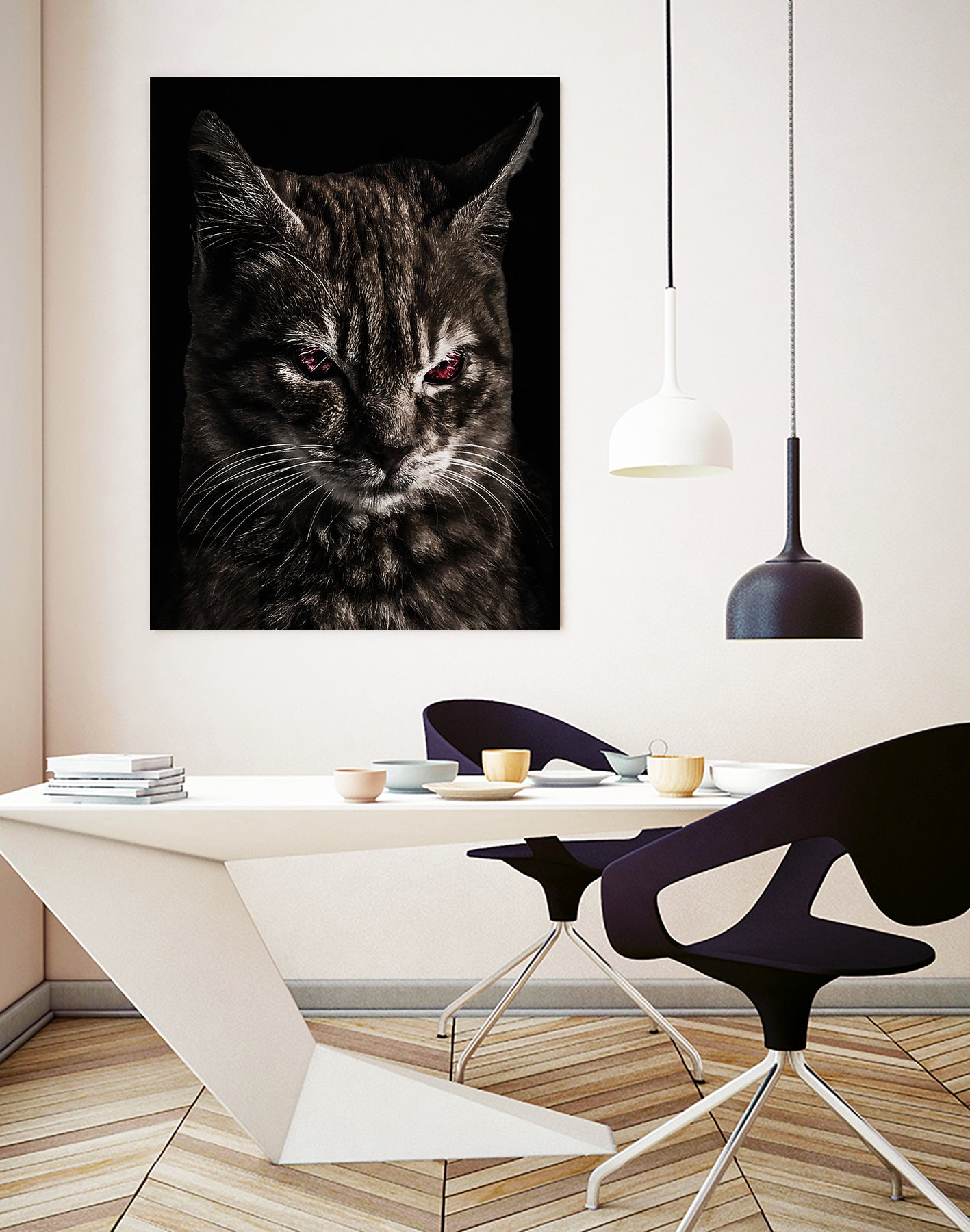 Creepy Kitten Portrait Photo Illustration - Spooky Cat Art Print for Halloween Decor, Gothic Home Decor & Unique Wall Art
