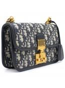 Dior Addict Flap Bag in Blue Oblique Canvas with Chain Strap - Luxury Crossbody Purse for Women, Perfect for Date Night & Evening Events
