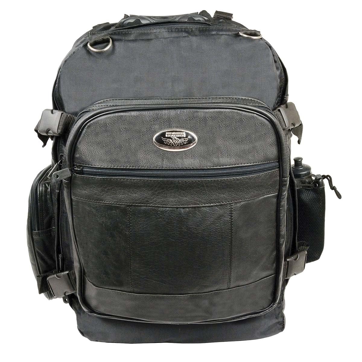 Milwaukee SH540 Medium Black Leather & Textile Motorcycle Sissy Bar Backpack - Durable Storage for Rides, Commuting & Road Trips - One Size Fits All