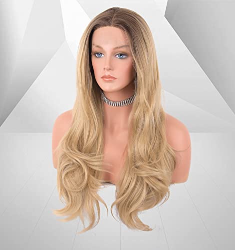 Platinum Blonde Ombre Lace Front Wig - Natural Looking Human Hair Wig for Women | Perfect for Cosplay, Parties & Daily Wear