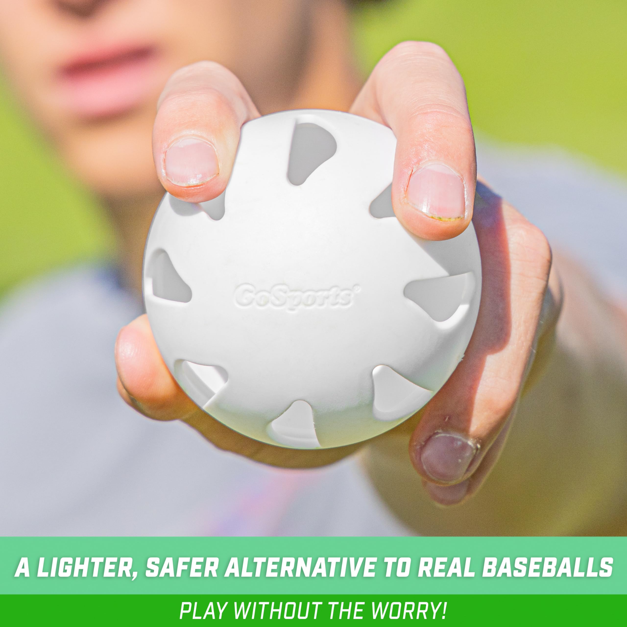 GoSports LotBall AIR Plastic Baseballs - 6 Pack | Lightweight & Durable Training Baseballs for Kids & Adults | Perfect for Backyard Practice, Batting Drills & Soft Toss