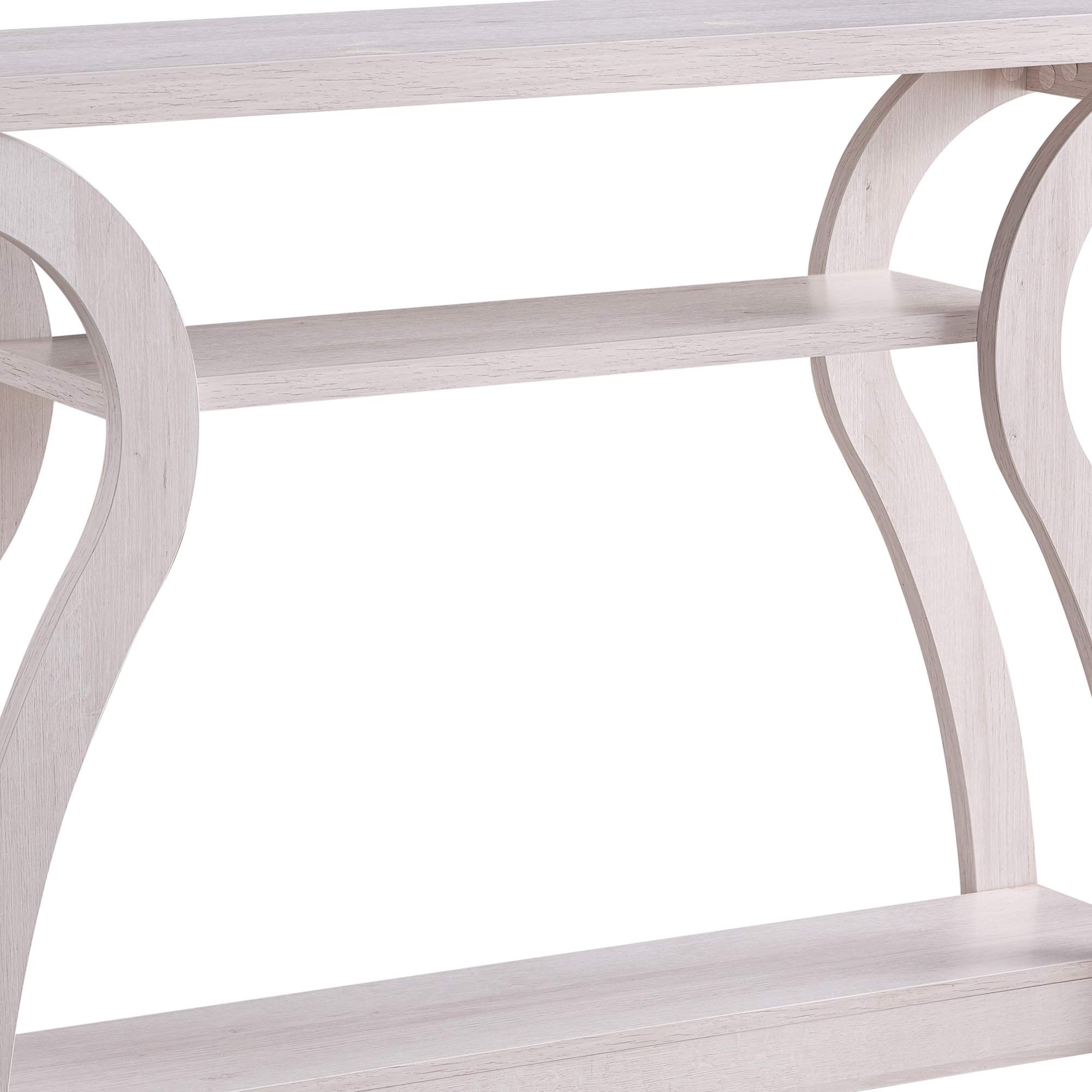 Benjara White Rectangular Wooden Console Table with 2 Bottom Shelves - Entryway, Living Room, Hallway Furniture for Home Decor