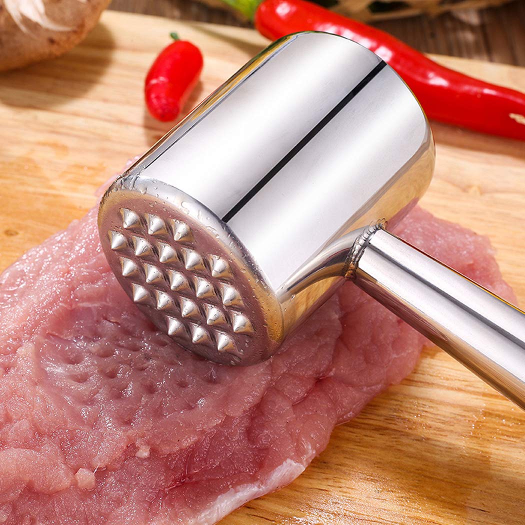Stainless Steel Meat Tenderizer Hammer - Heavy Duty Kitchen Mallet for Beef, Chicken & Pork - Perfect for Grilling, BBQ & Home Cooking