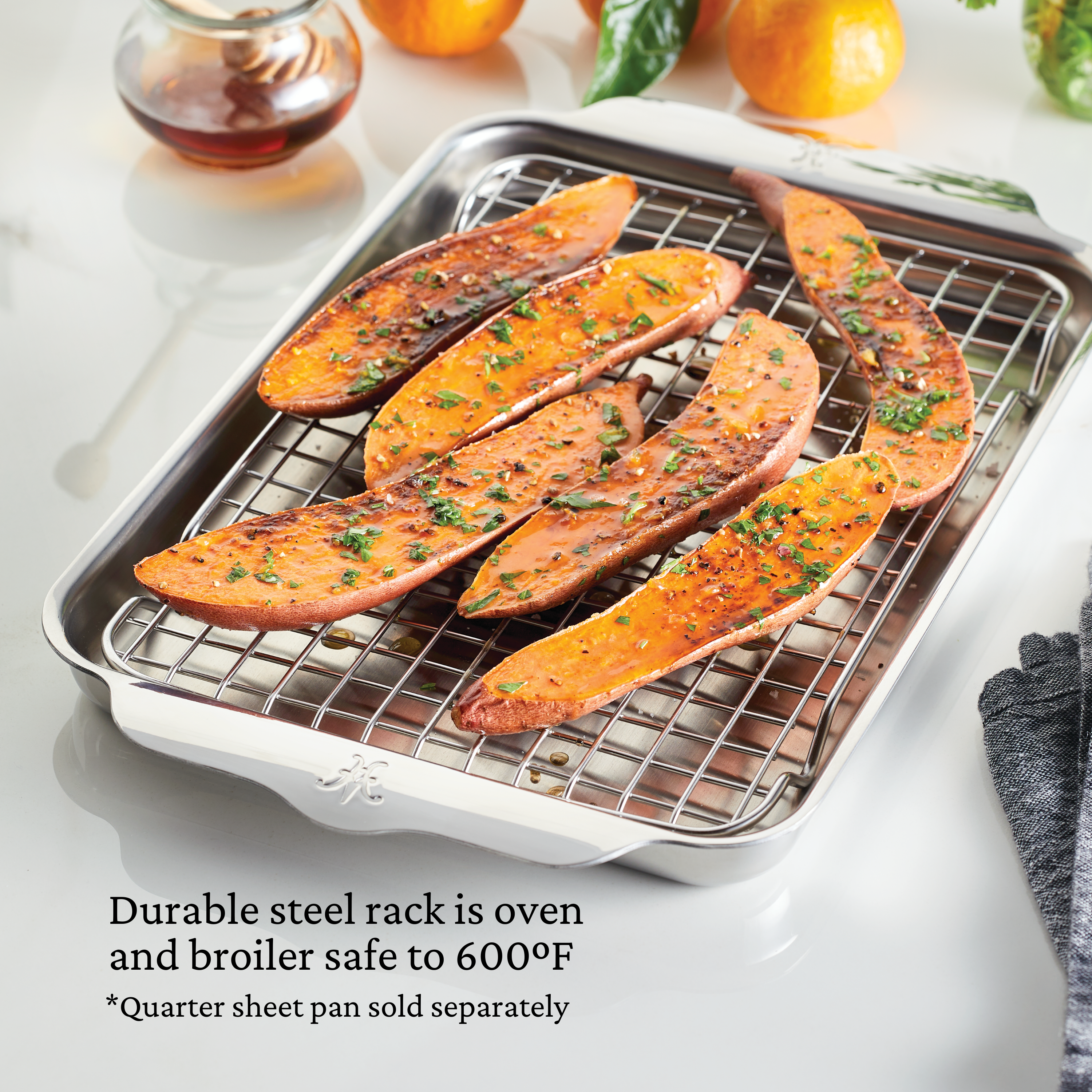 Provisions OvenBond Baking Rack - Quarter Sheet Pan for Perfect Baking | Durable Cookie Cooling Rack & Roasting Rack for Home Bakers, Ideal for Cookies, Cakes, and Roasted Vegetables