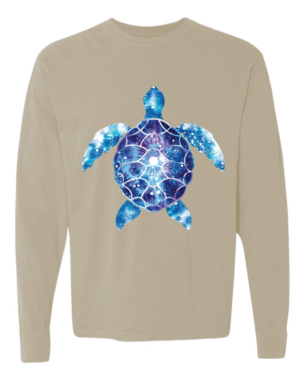 Sea Turtle Tie Dye Long Sleeve T-Shirt for Animal Lovers - Eco-Friendly Garment-Dyed Washed Look Cotton Top - Perfect for Beach Outings, Conservation Events & Casual Wear