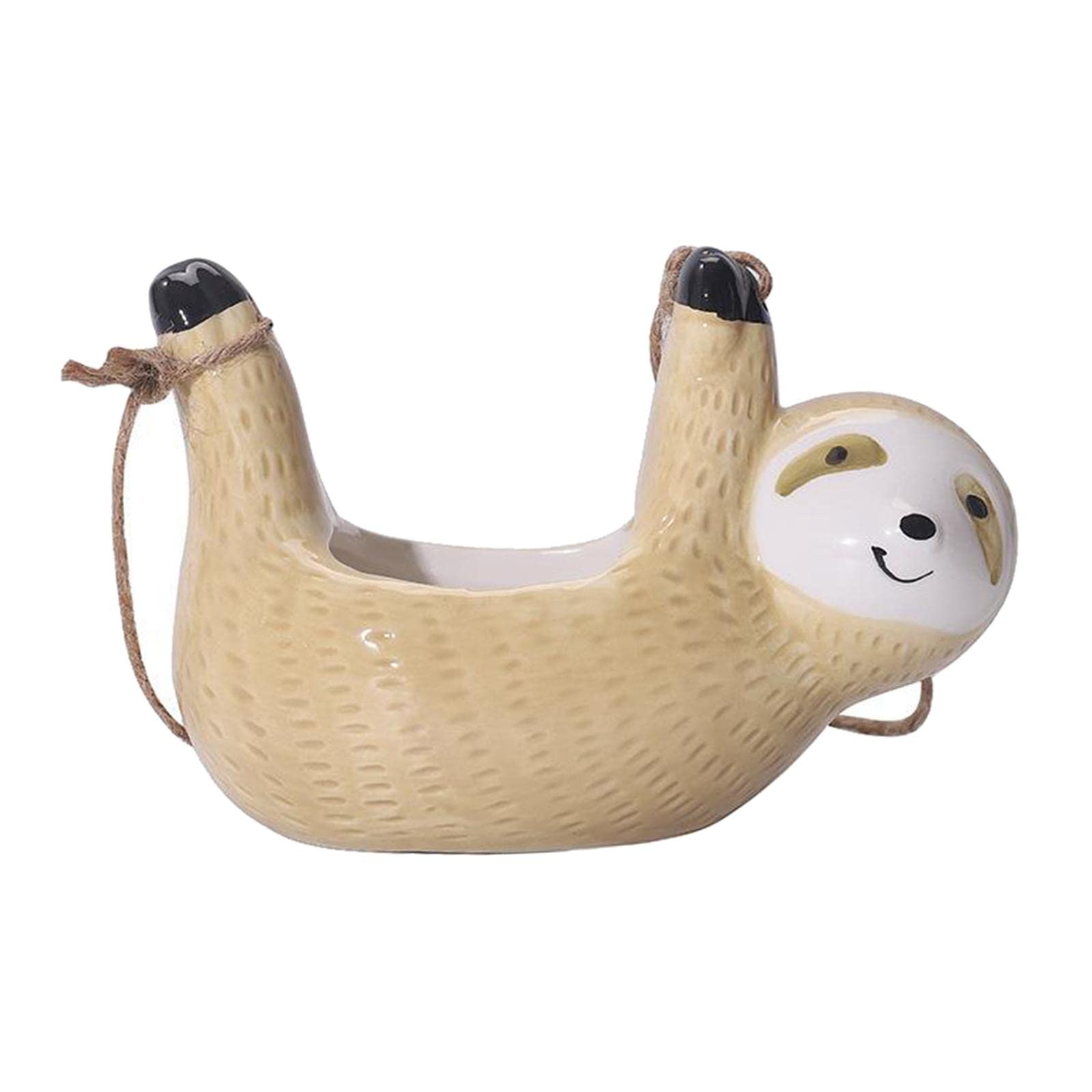 Baoblaze Sloth-Shaped Ceramic Hanging Plant Pots - Cute Indoor & Outdoor Flower Pots for Small Plants, Succulents & Herbs | Perfect for Home Decor, Garden, Balcony & Gift Giving (Yellow)