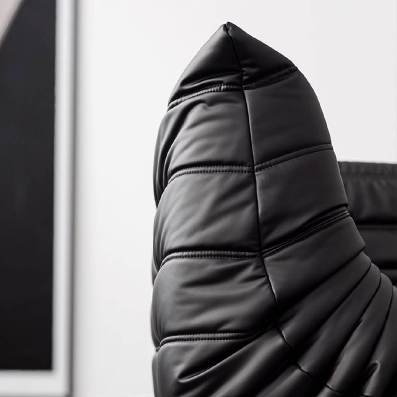 Premium Black Microfiber Leather Sofa - Ultra Comfortable Caterpillar Design, 70.87