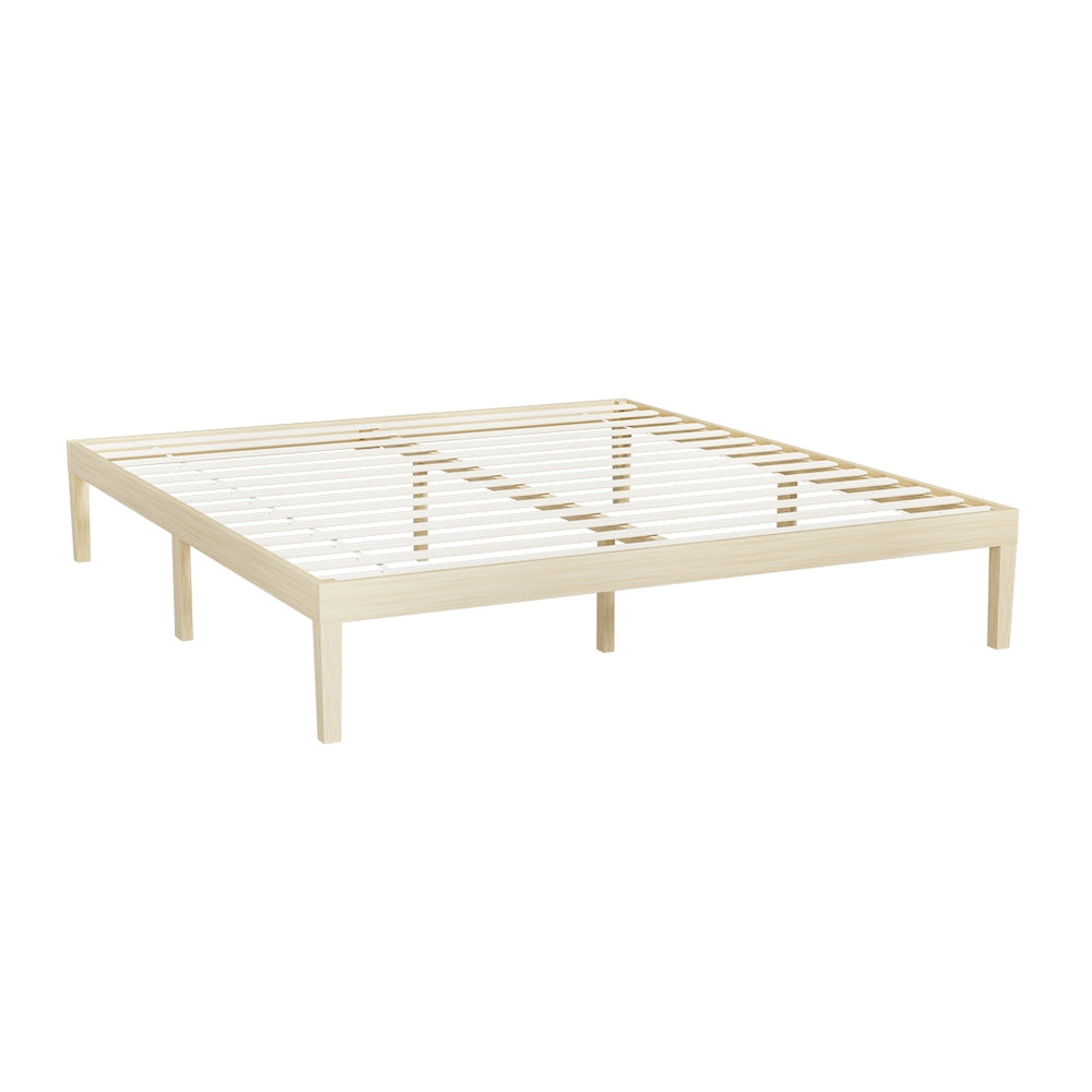 Bruno Minimalist King Solid Pinewood Bed Frame - Sturdy & Eco-Friendly Wooden Bed for Modern Bedrooms | Perfect for Master Suites, Guest Rooms & Minimalist Home Decor