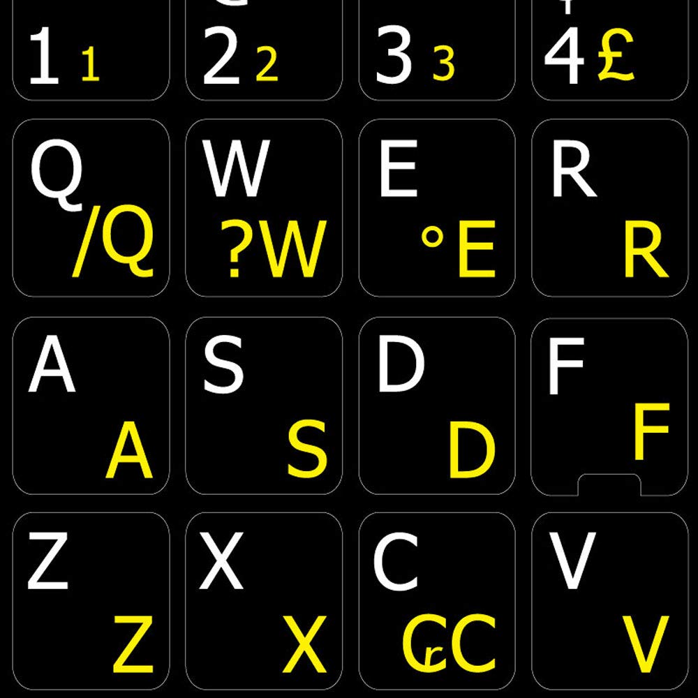 Portuguese Brazilian - English Non-Transparent Keyboard Labels on Black Background for Desktop, Laptop & Notebook - Perfect for Bilingual Typing, Coding & Office Work