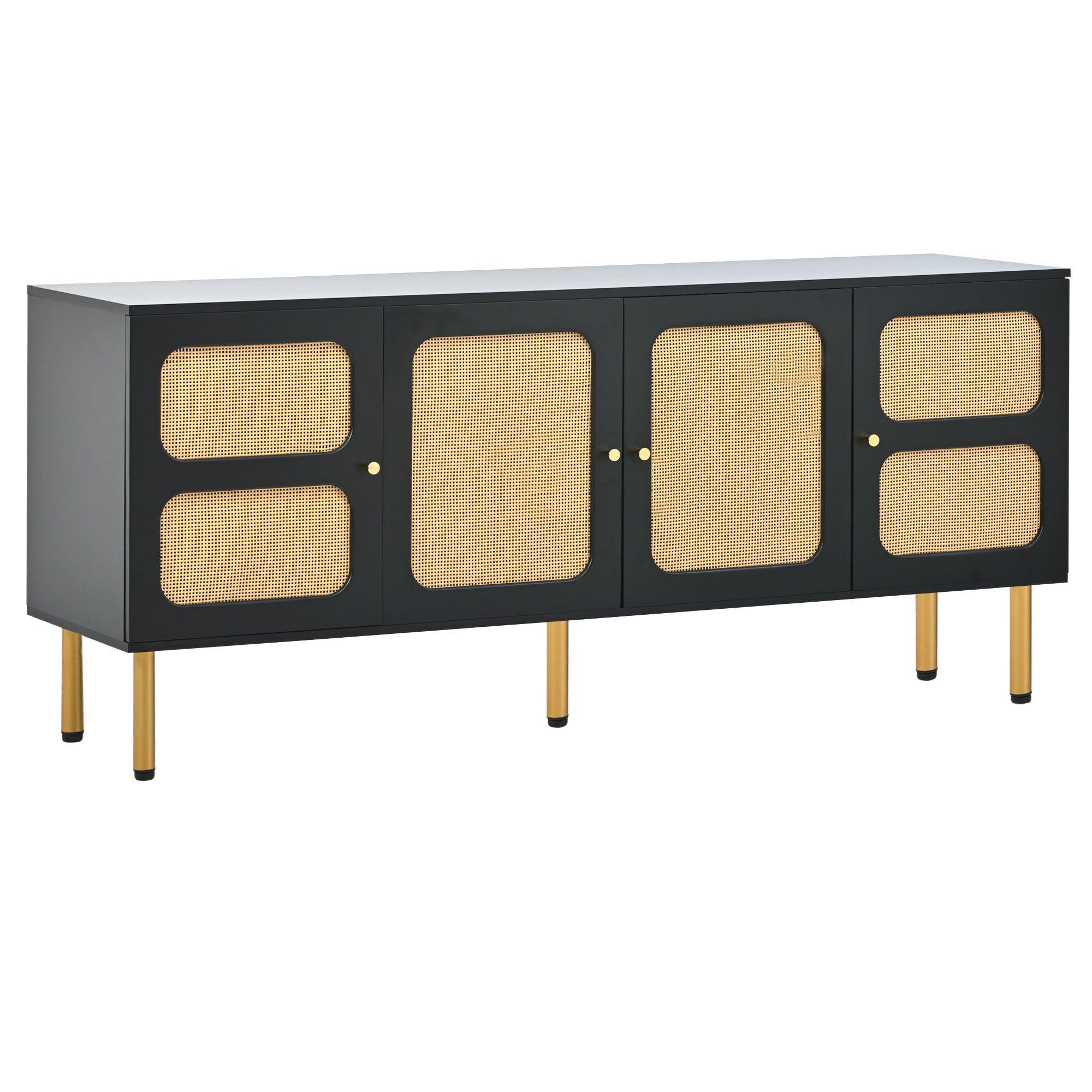 Boho Style TV Stand with Rattan Door - 70