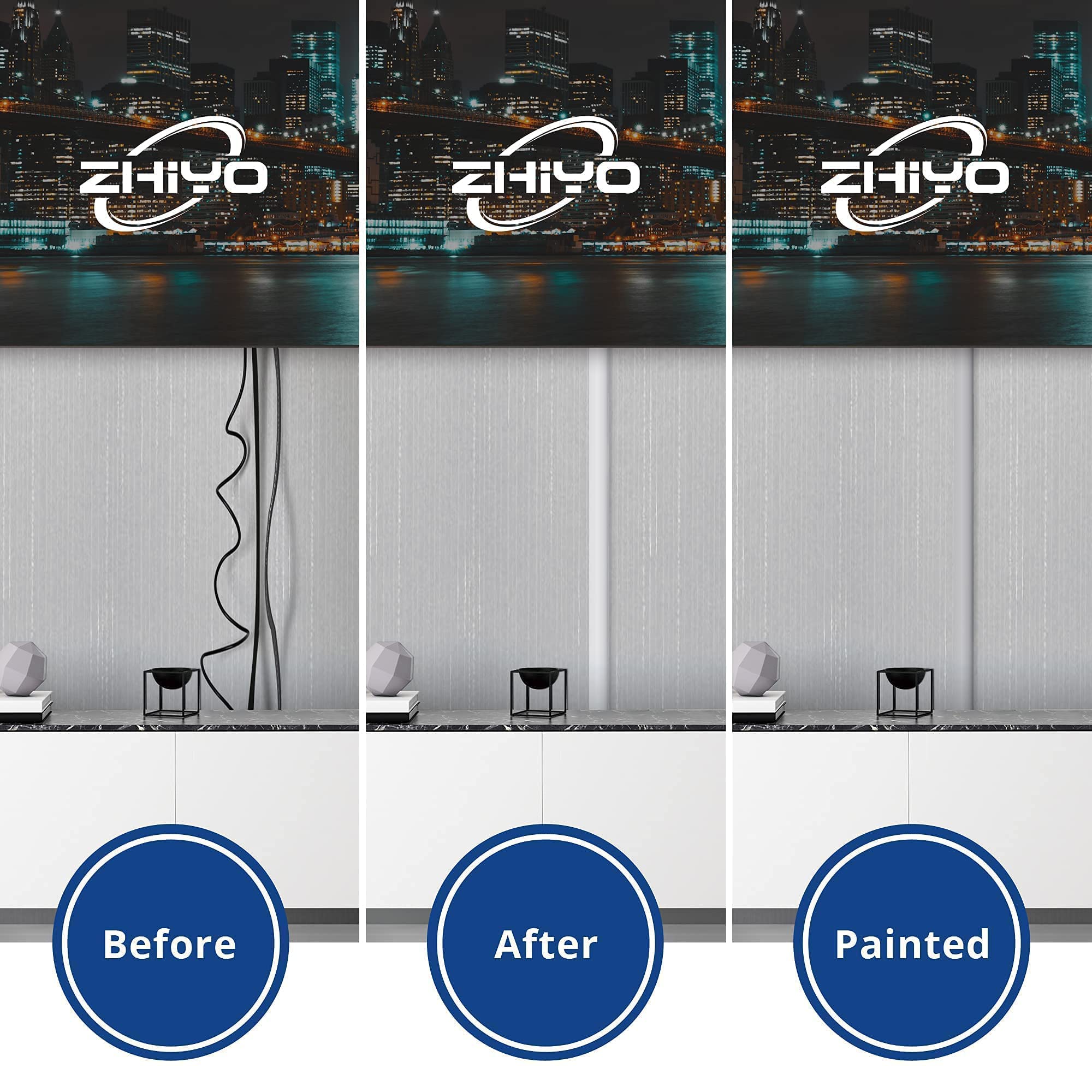 ZhiYo 78-inch Cable Concealer Kit for Wall Mounted TV - 31.5-inch Cord Cover Channel System - Hide Wires for Home Theater, Gaming Setup & Office Organization (White)