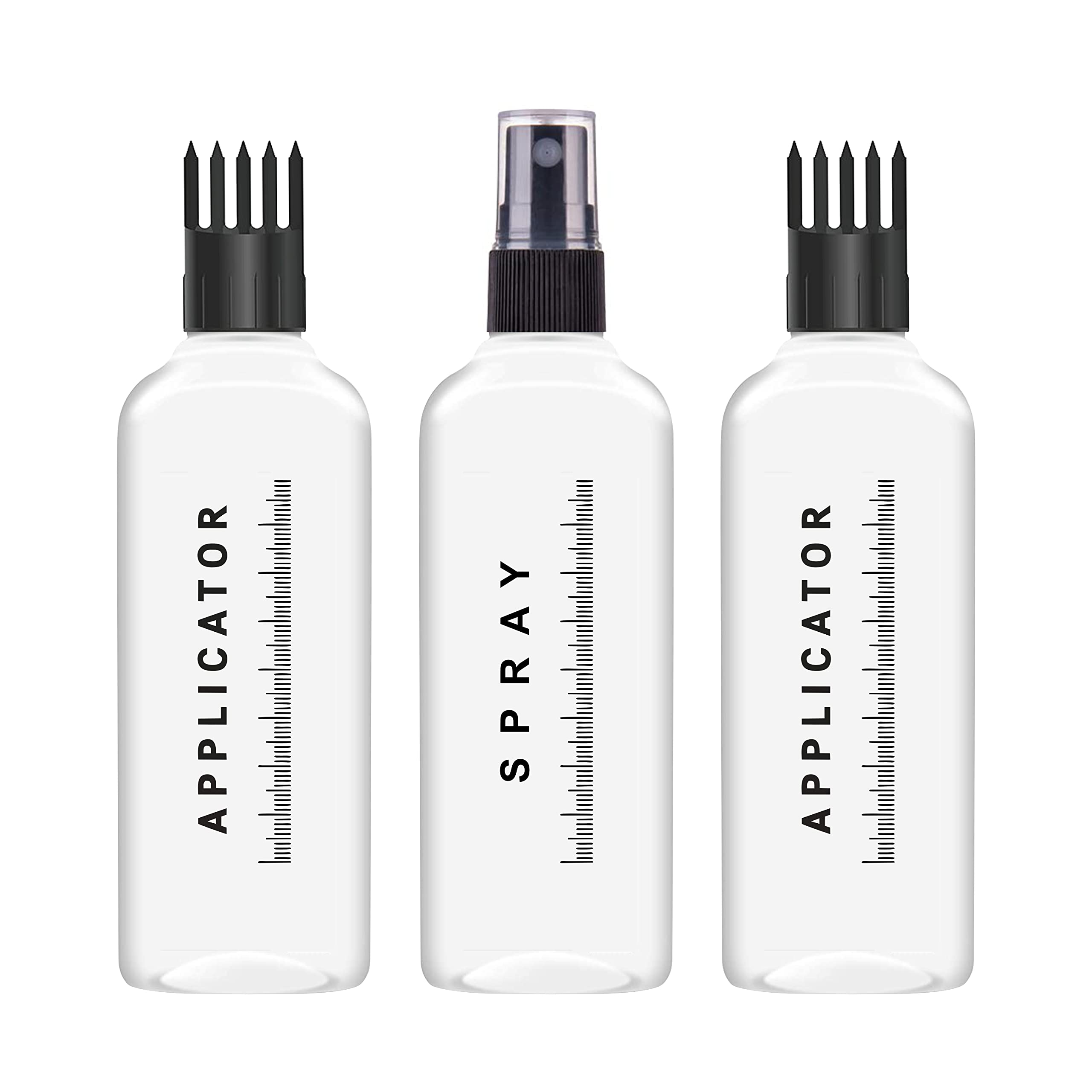 PACKCESS 120ml Hair Root Applicator Bottle with Comb Cap – Fine Mist Spray & Flip Top for Hair Oil, Shampoo, Scalp Treatments & Medicine | Refillable Multipurpose Bottles (Set of 3) – Perfect for At-Home Hair Care, Salon Use & Travel Essentials