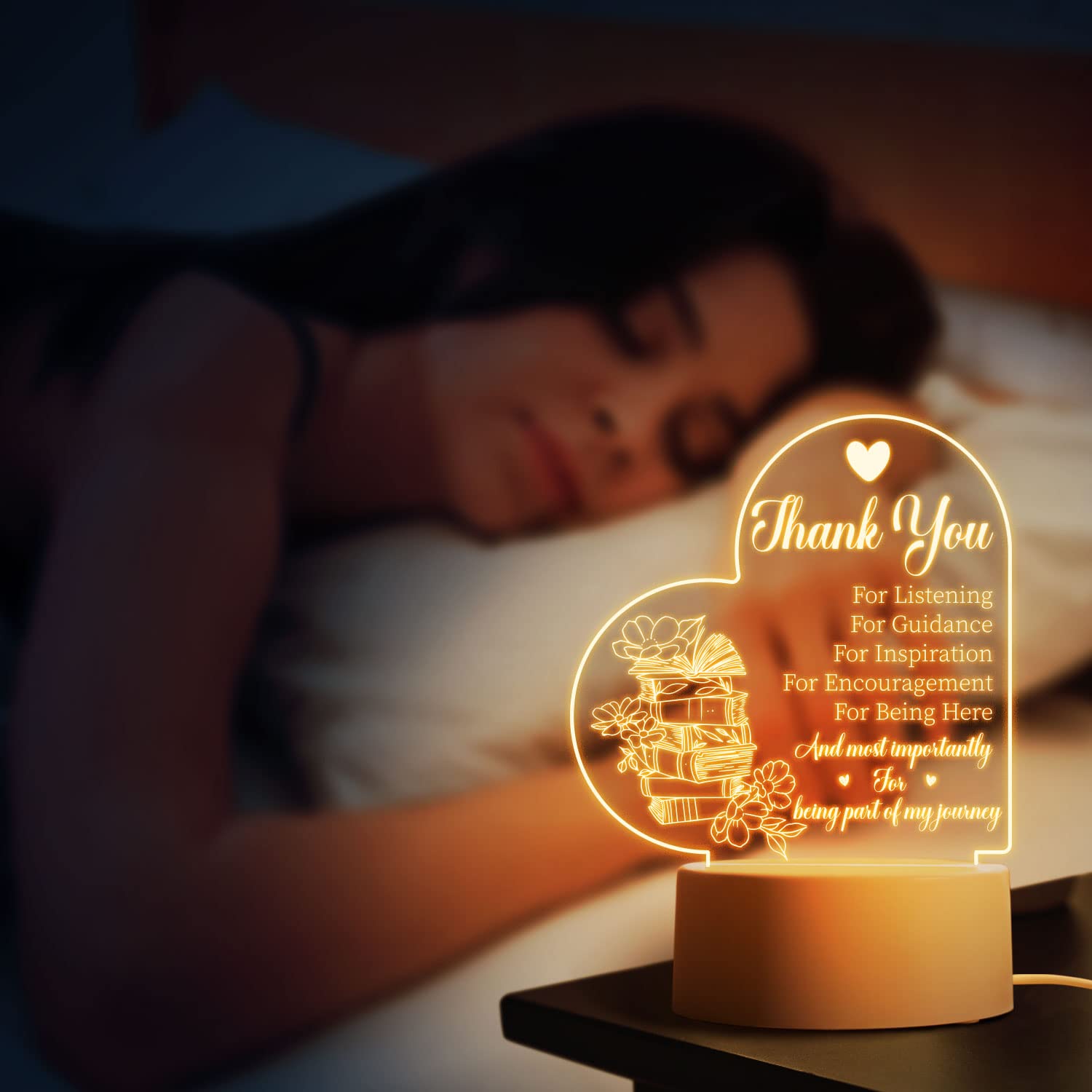 Best Teacher Gifts - Acrylic Night Light for Women | Birthday, Retirement & Thank You Presents for Classroom & Home