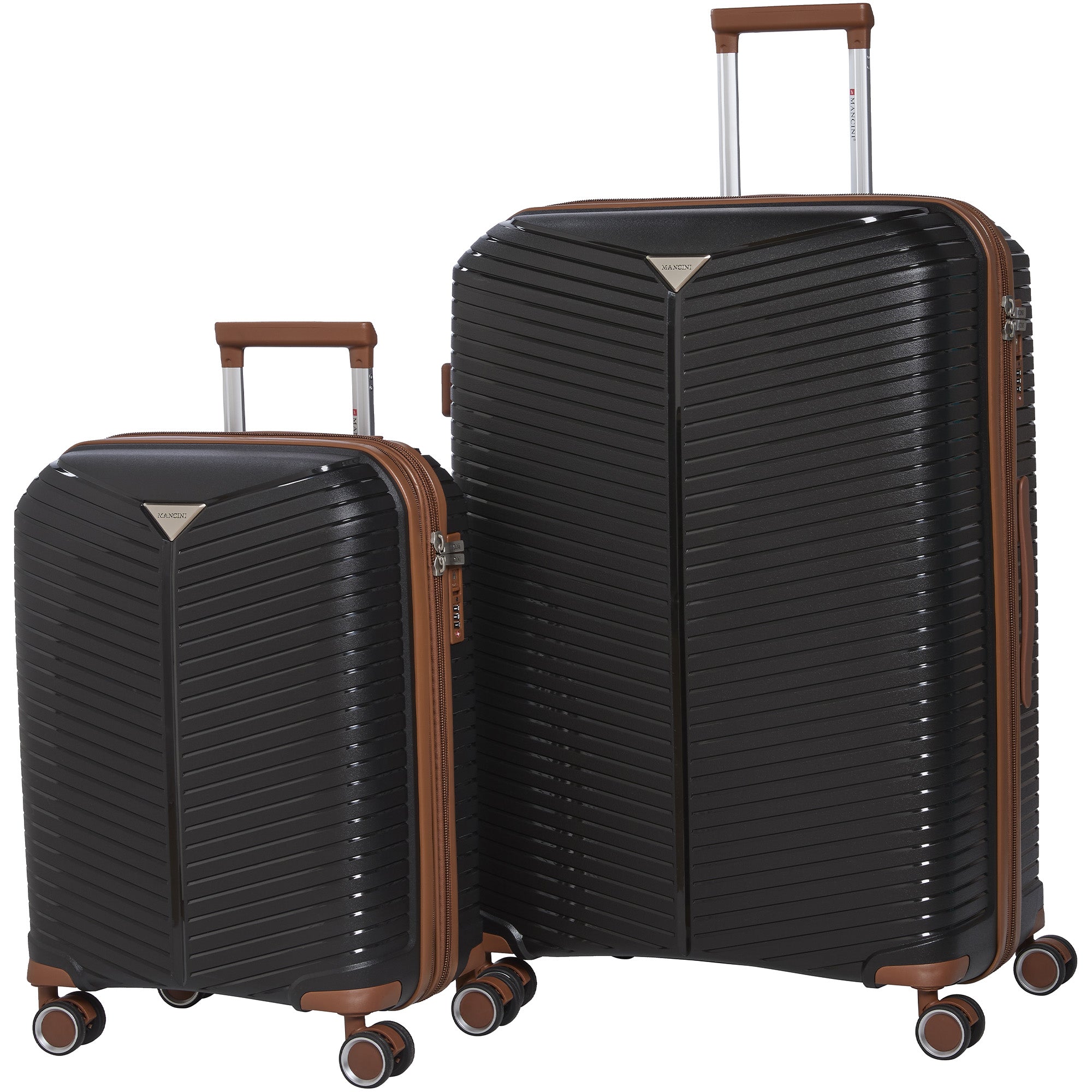 Mancini St. Lucia Collection 2-Piece Polypropylene Spinner Luggage Set (Carry On & Large Check-In Suitcase) - Lightweight Durable Travel Luggage for Business Trips & Family Vacations