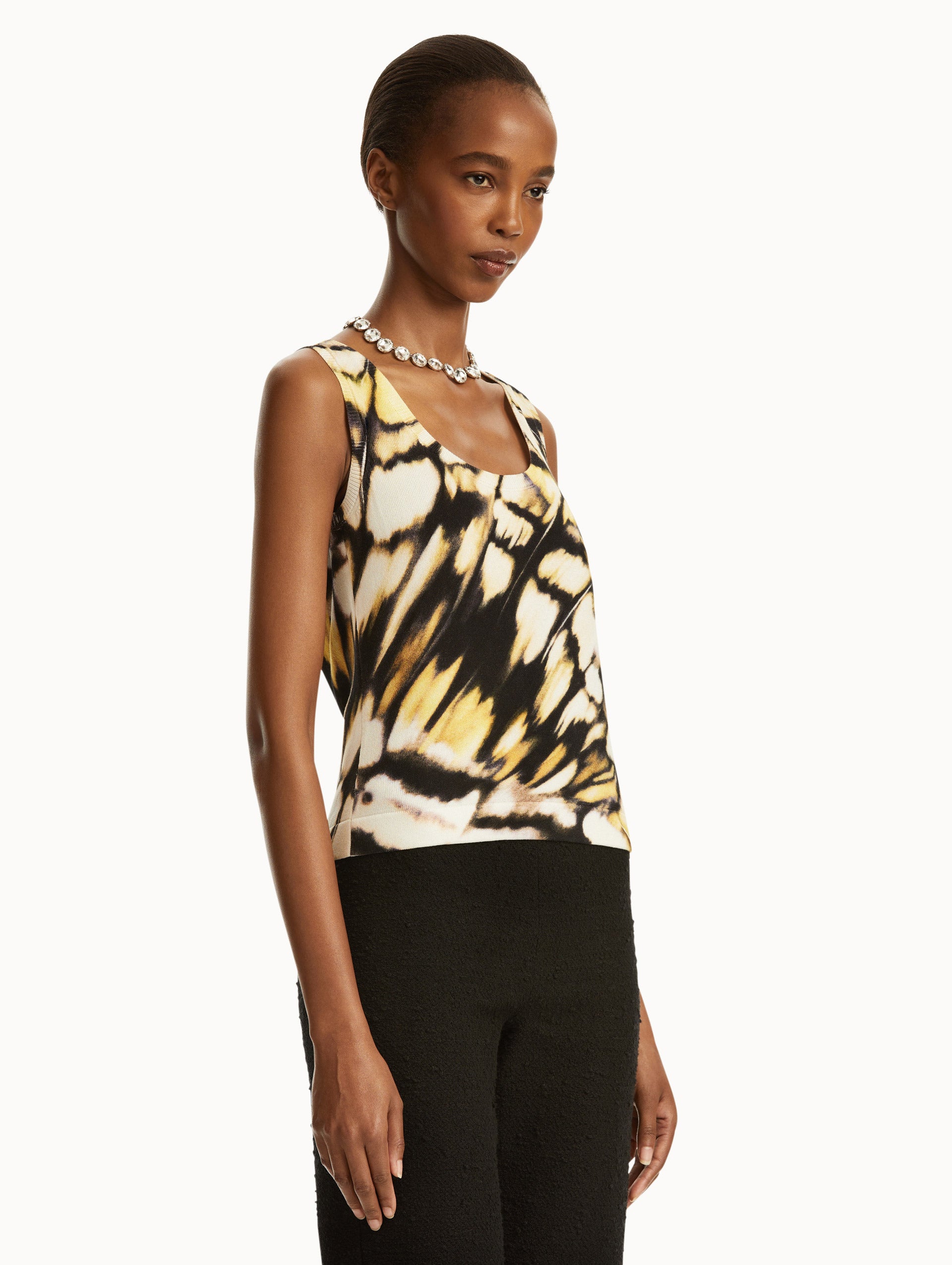 Abstract Butterfly Printed Tank Top - Women's Fashion Sleeveless Blouse for Summer, Beach & Casual Outfits