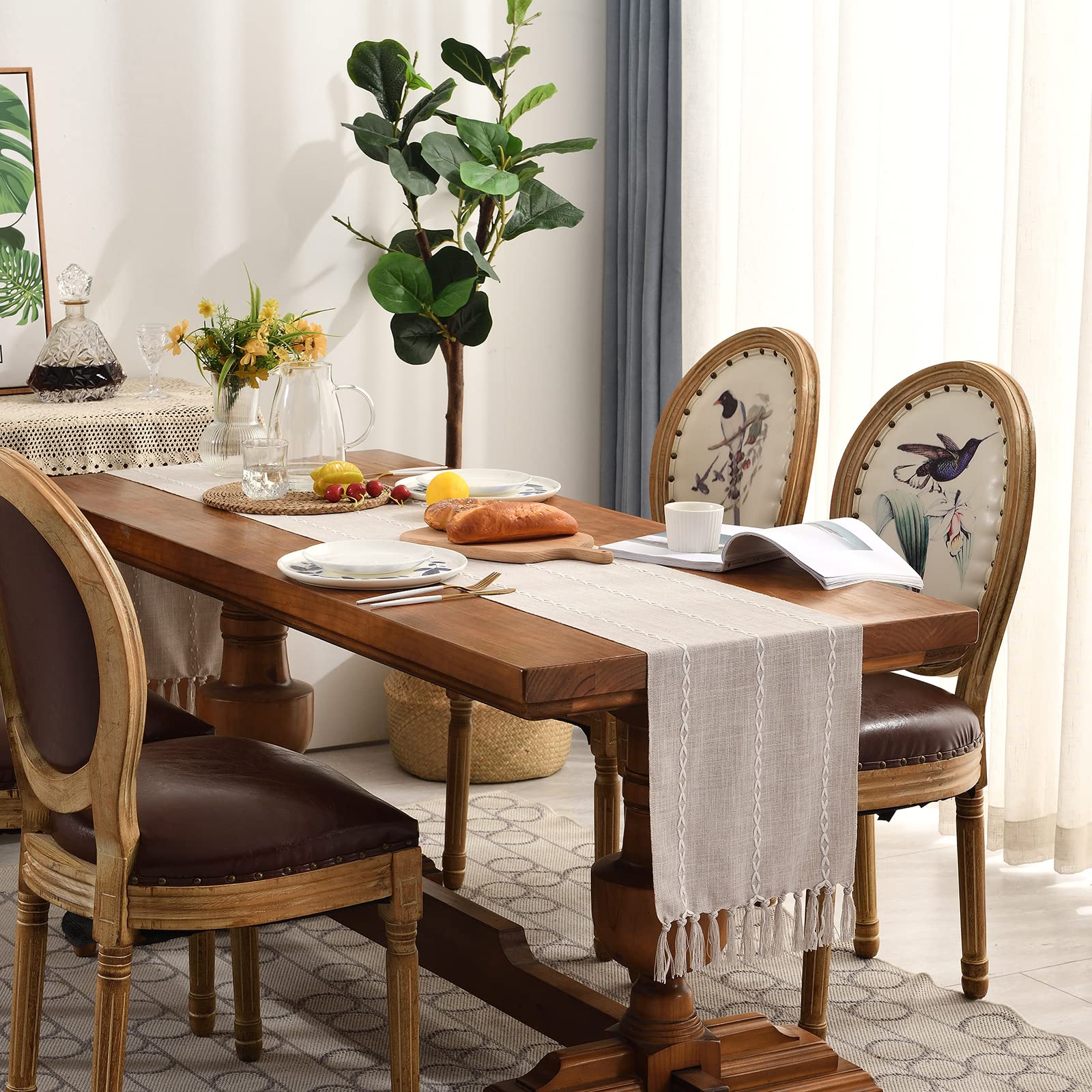 Wracra Rustic Linen Table Runner 36