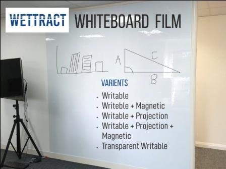 WETTRACT D2 Magnetic Dry Erase Film - 4x4ft Reusable Whiteboard Sticker, Self-Adhesive Writable Sheet for Office, Classroom & Home - 16 Sq.Ft. Whiteboard Surface for Notes, Planning & Creative Projects