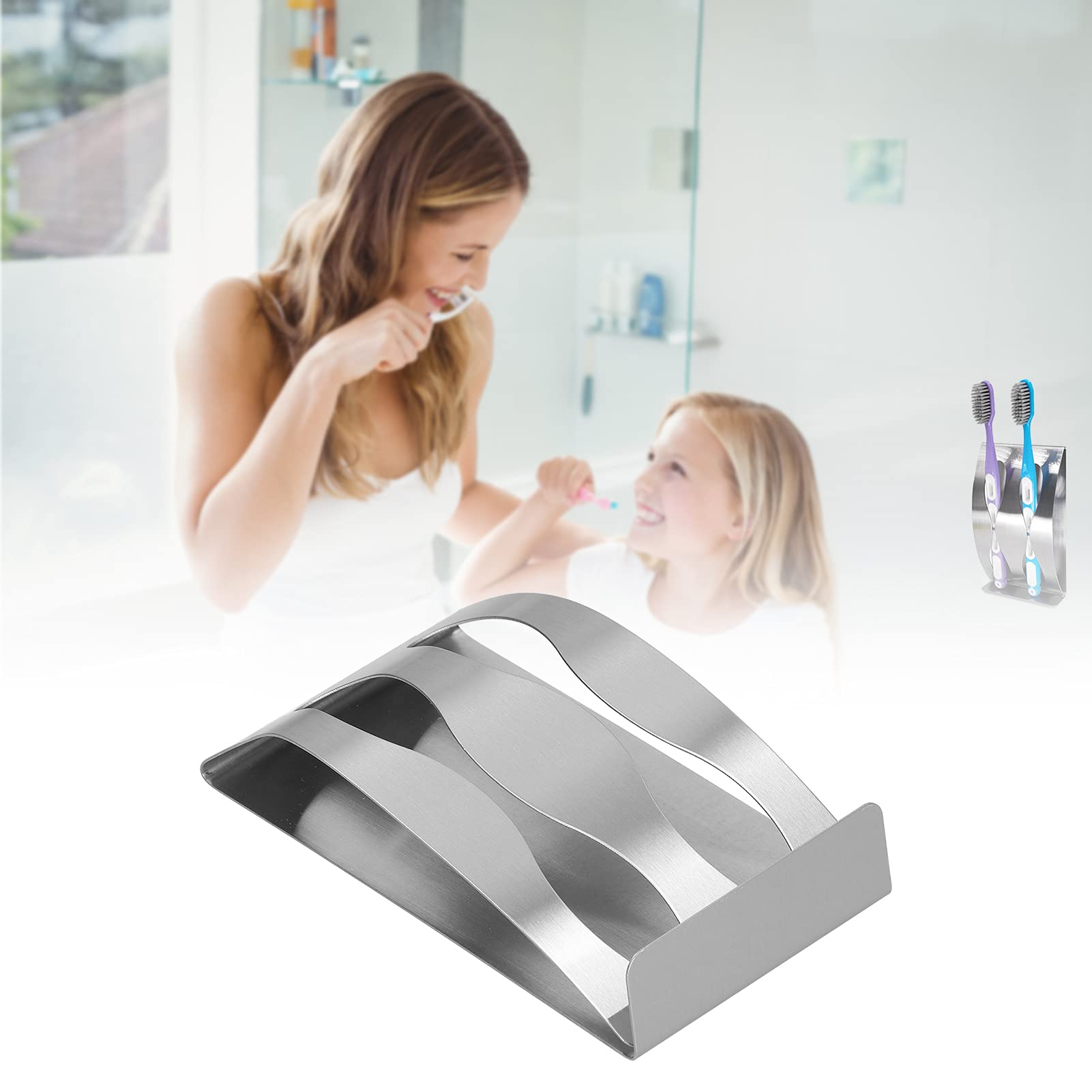 Wall Mounted Toothbrush Holder for Bathroom - Stylish Double Hole Toothbrush Organizer with Easy Installation, Durable Bathroom Accessory for Home | Perfect for Small Spaces & Family Bathrooms